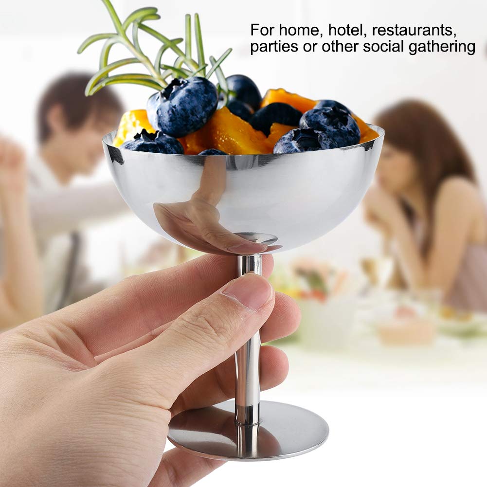 Ice Cream Cups Dessert Dish Stainless Steel Sundae Bowls For Salad Fruit Pudding(Tall)