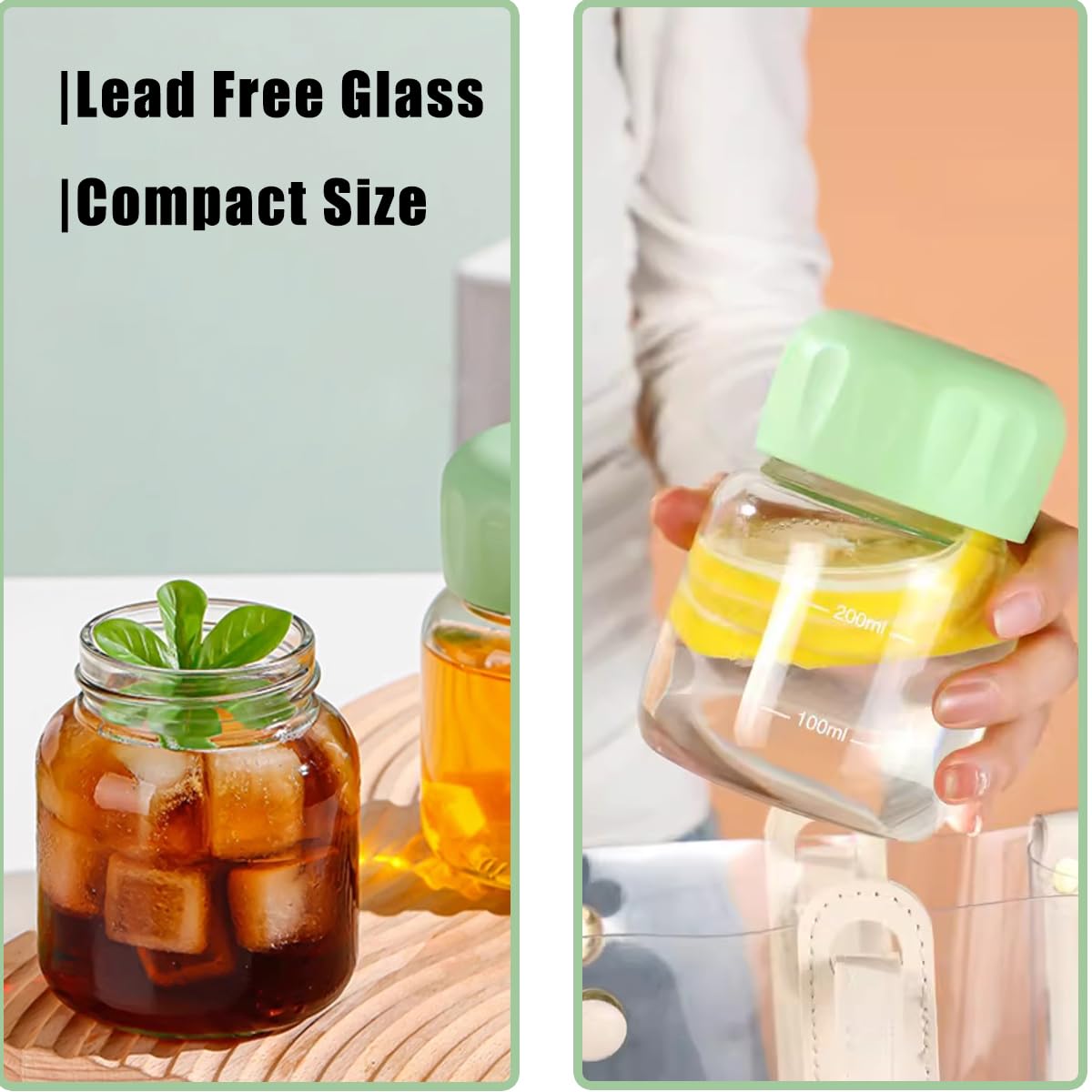 Danmu Glass Juice Bottles With Lids 10Oz,Juicing Bottles Reusable Glass 100% Leakproof,Glass Bottles For Juicing,Water,Kombucha,