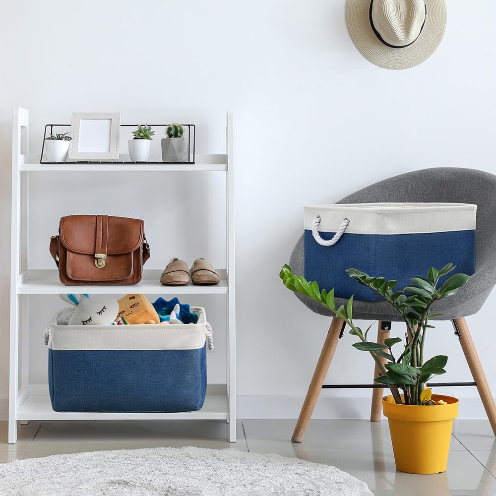 Thewarmhome Organization And Storage Basket For Organizing - Large 3 Pack 17X14X10 Inch Collapsible Storage Bin For Shelves, Bas