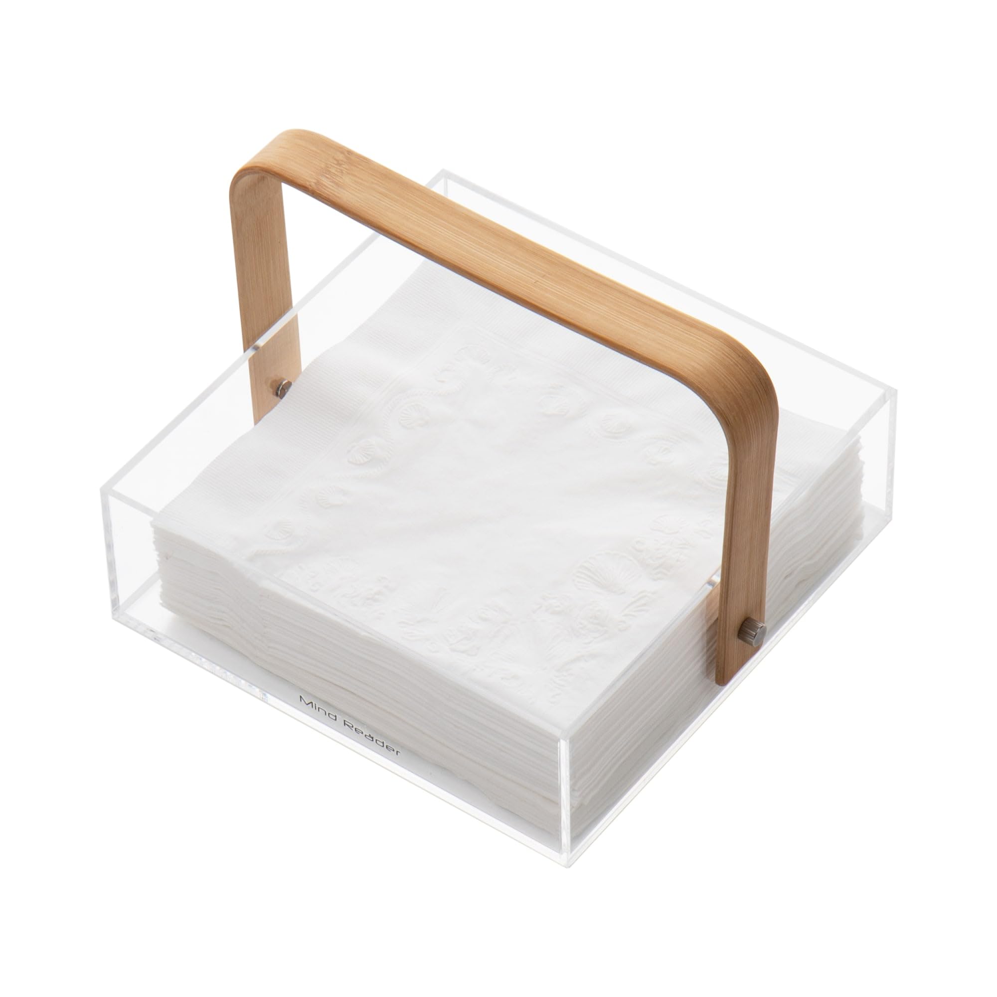 Mind Reader Napkin Holder, Kichen Storage, Countertop Organizer, Caddy, Kitchen, Acrylic, 7.25''L X 7.25''W X 5.5''H, Brown