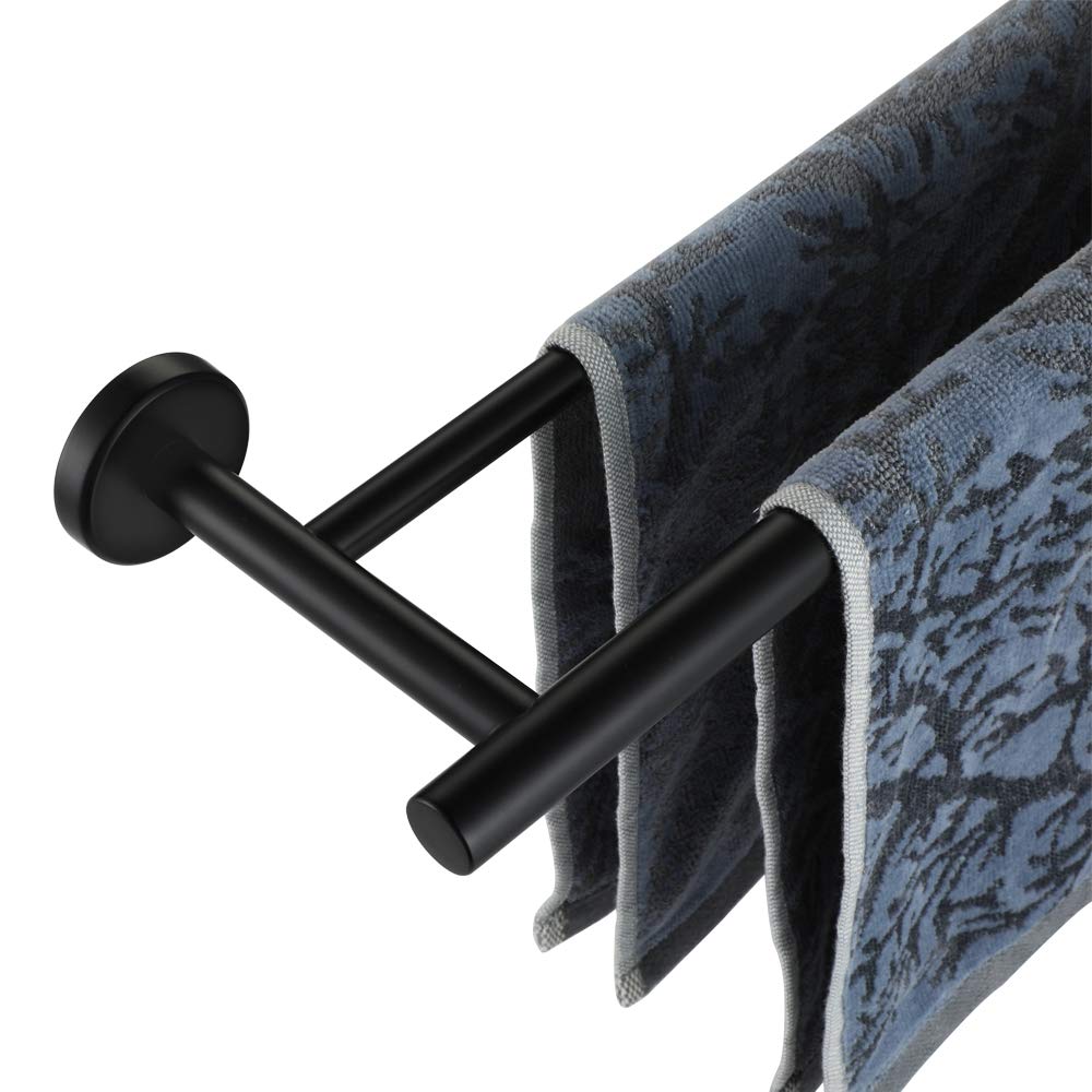 Jqk Double Towel Bar, Matte Black 24 Inch 304 Stainless Steel Thicken 0.8Mm Bath Towel Rack For Bathroom, Towel Holder Wall Moun