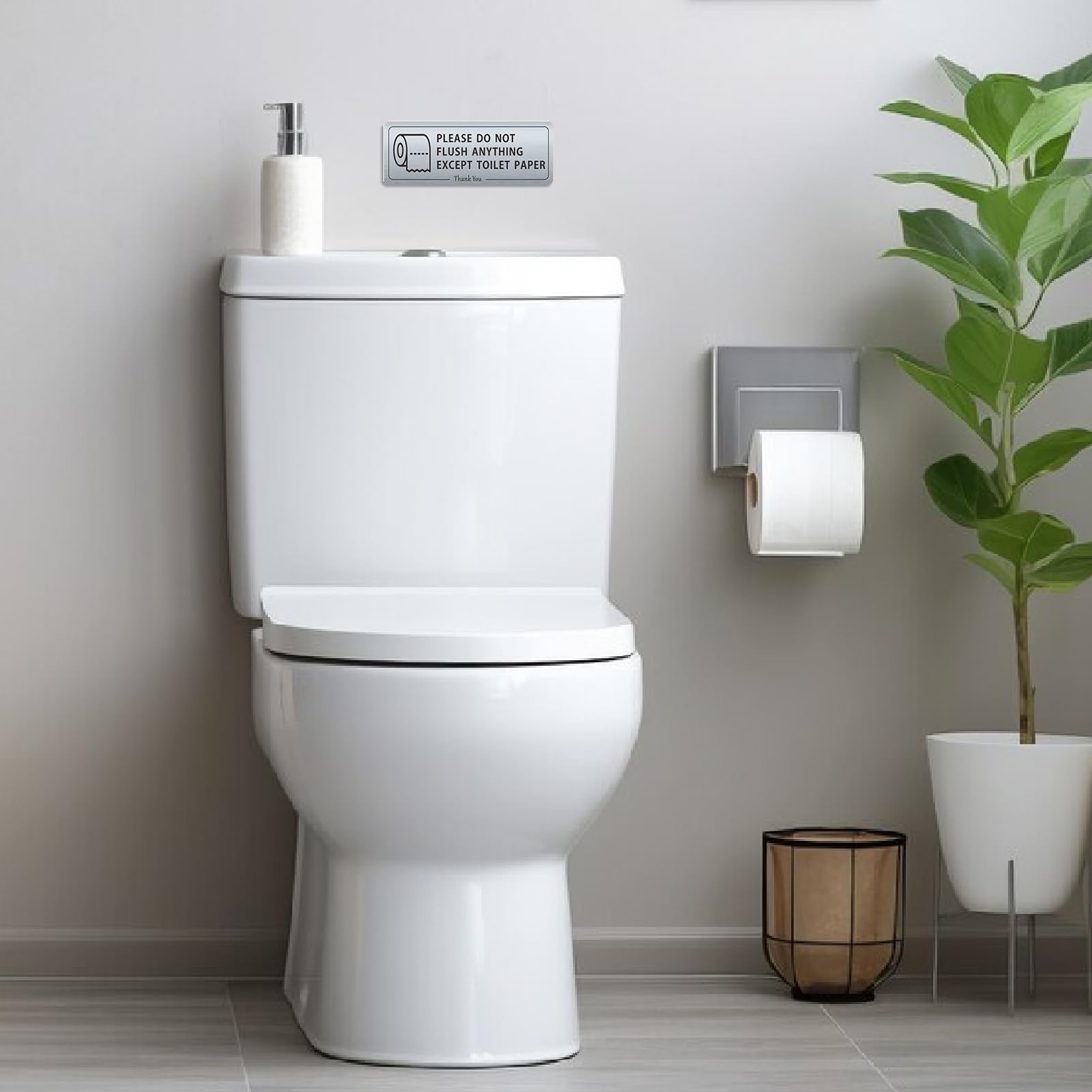 2 PACK Do Not Flush Anything Except Toilet Paper Bathroom Sign for Business Wall Set, Airbnb Essentials for Hosts, Guest Restroo