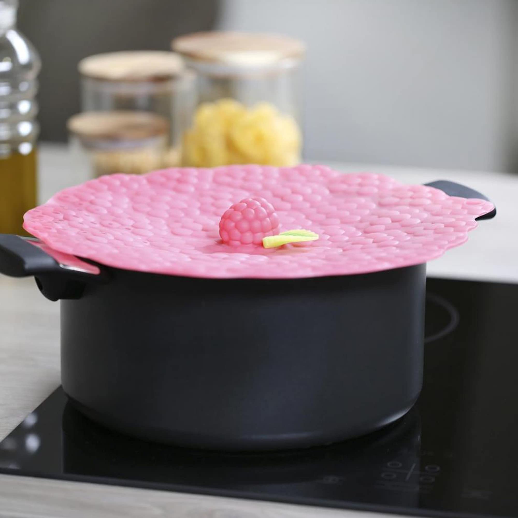 Charles Viancin - Raspberry Silicone Lid For Food Storage And Cooking - 11''/28Cm - Airtight Seal On Any Smooth Rim Surface - Bp