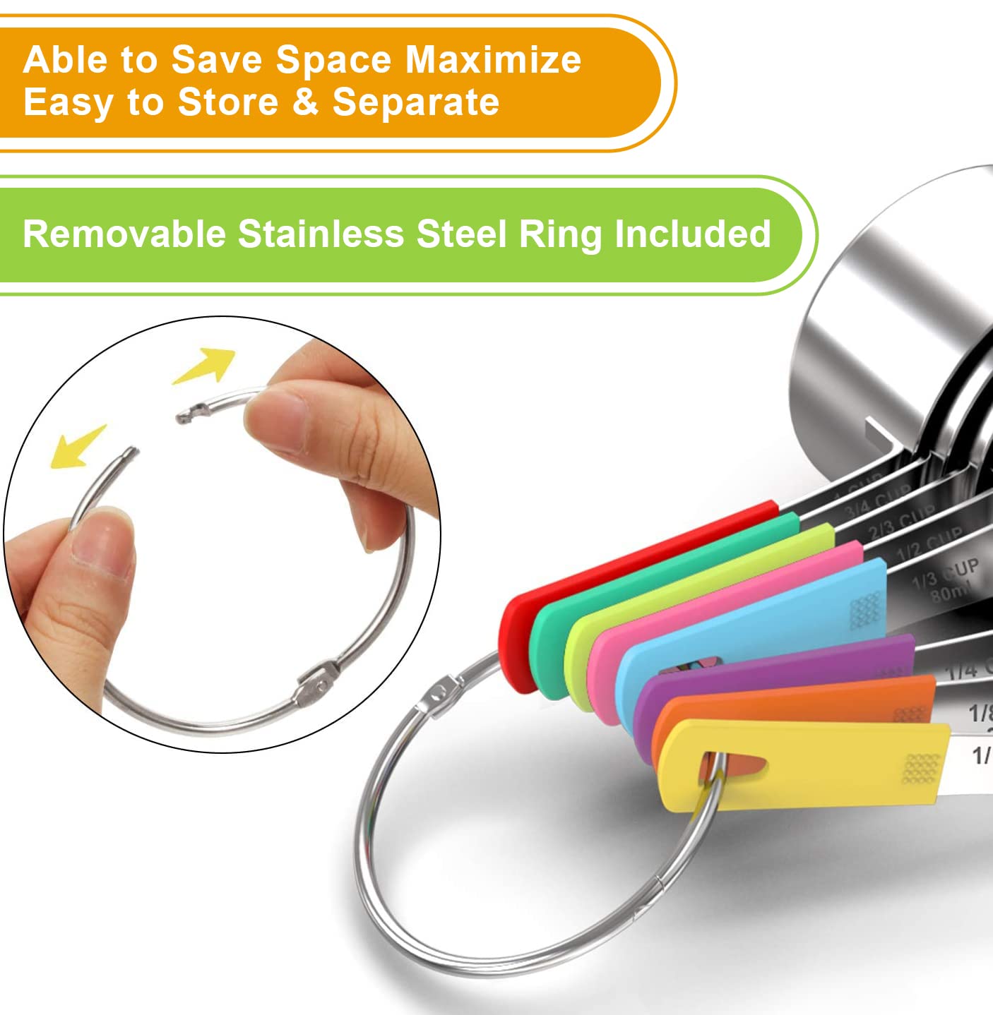 Wildone 8-Piece Measuring Cups Set, Stainless Steel Nesting Measuring Cups, Perfect For Dry And Liquid Ingredients, Dishwasher S