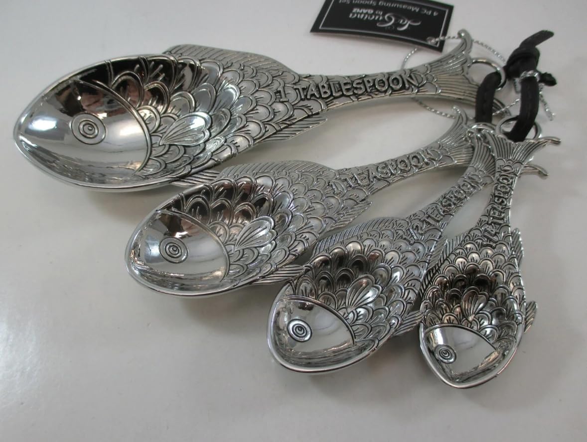 Ganz 4-Piece Set, Fish Measuring Spoon, One Size, Silver