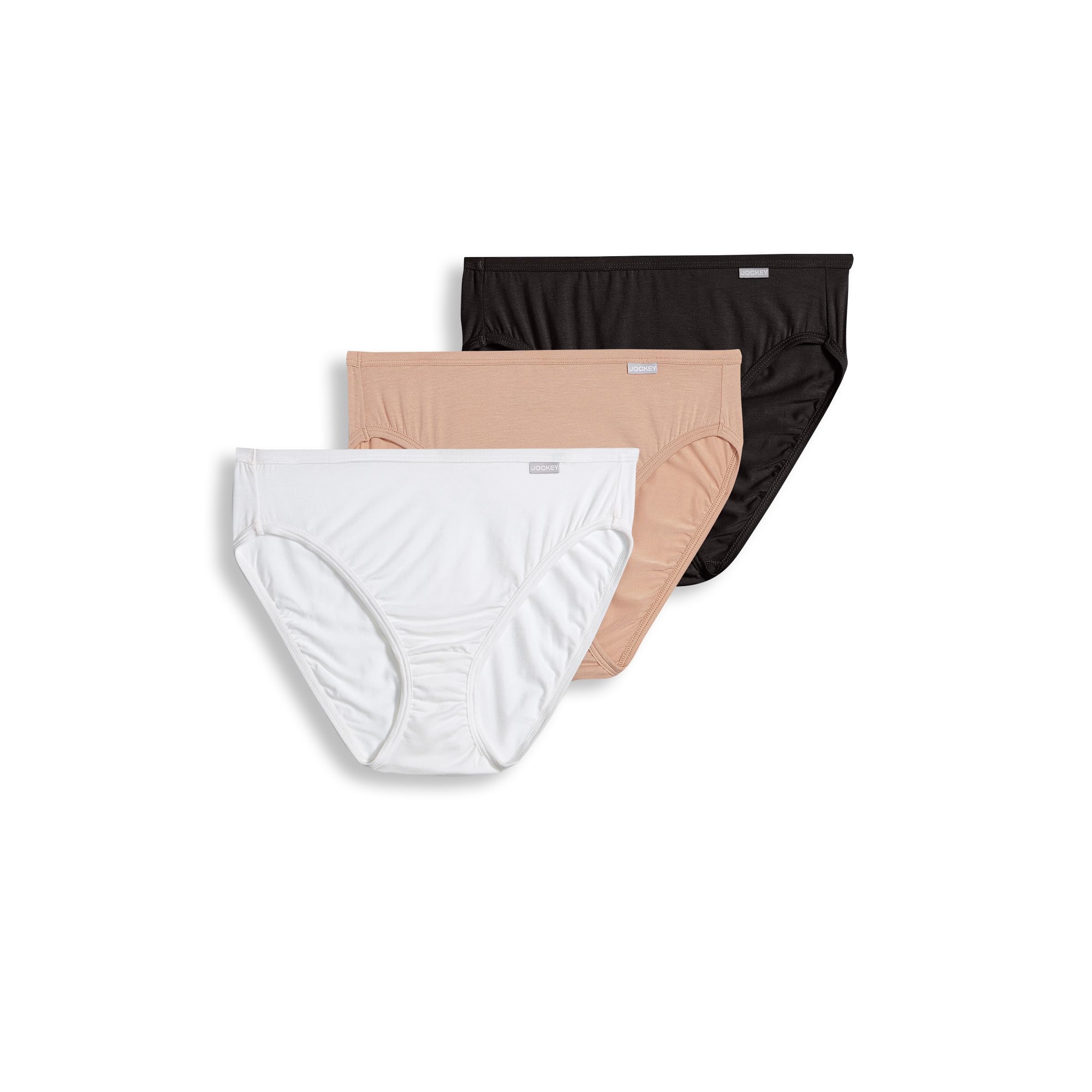Jockey Womens Underwear Supersoft French Cut - 3 Pack, Blacklightivory, 6
