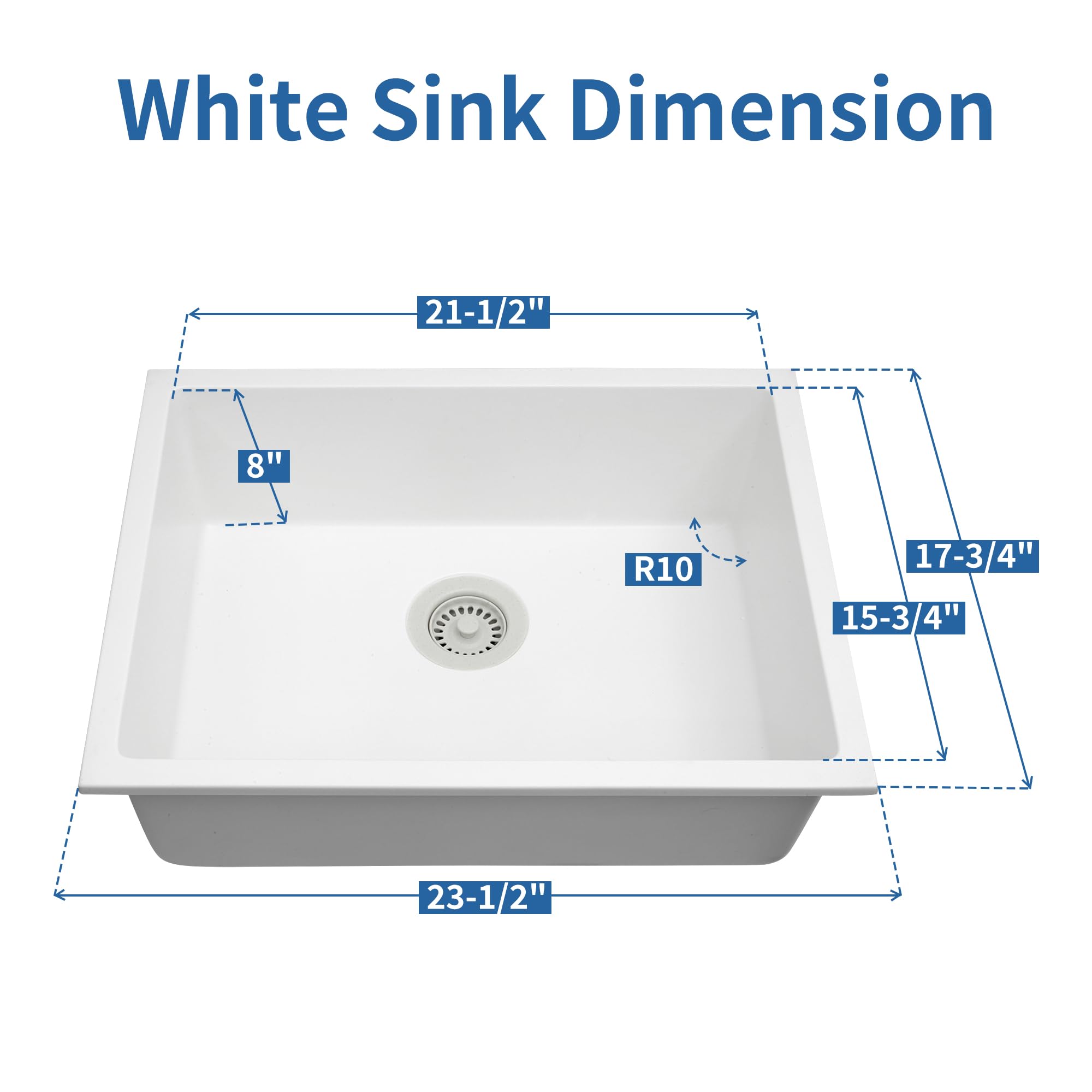 Monsinta Bar Sink, Undermount Kitchen Sink, 23 Inch White Bar Sink, Bar Sink Undermount With Accessories, Granite Kitchen Sink,