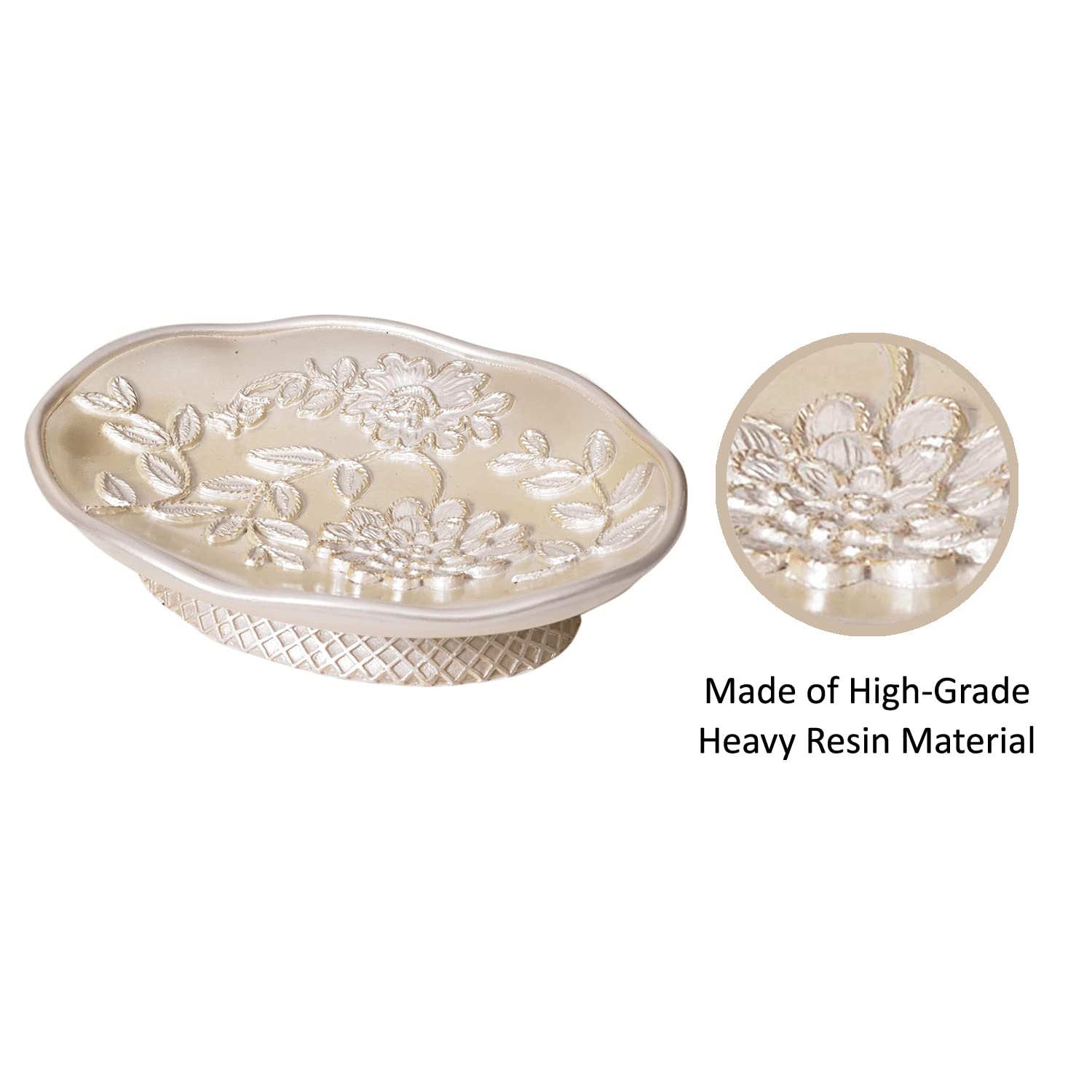 Zahari Home 4pc Rose Vine Bathroom Accessories Sets Lotion Pump  Tumbler  Tooth Brush Holder and Soap Dish Unique Design Beige Bathroom Set