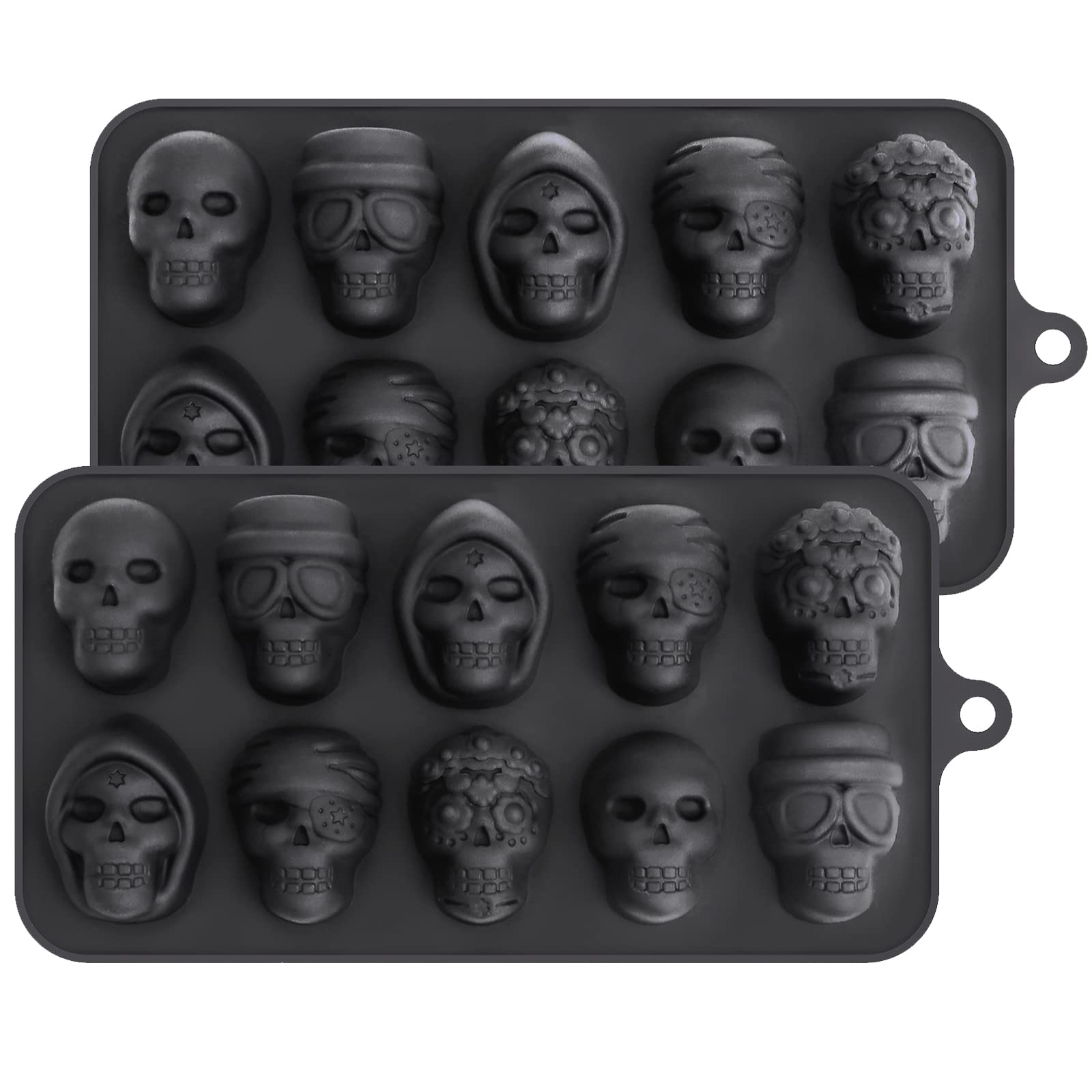 Webake Skull Chocolate Mold With 5 Different Shapes, Silicone Skeleton Mold For Halloween Chocolate, Candy, Jello, Ice, Cube, Tr