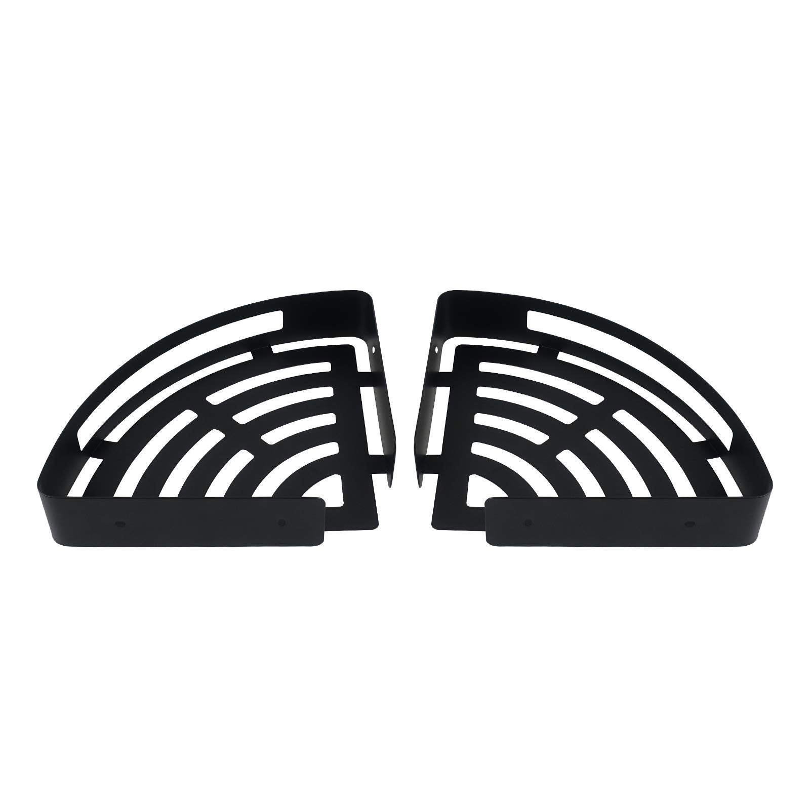 Nearmoon Bathroom Shower Caddy 2 Pack, No Drill 304 Stainless Steel Shower Organizer With 2 Hooks (Corner Shelf, Matte Black)