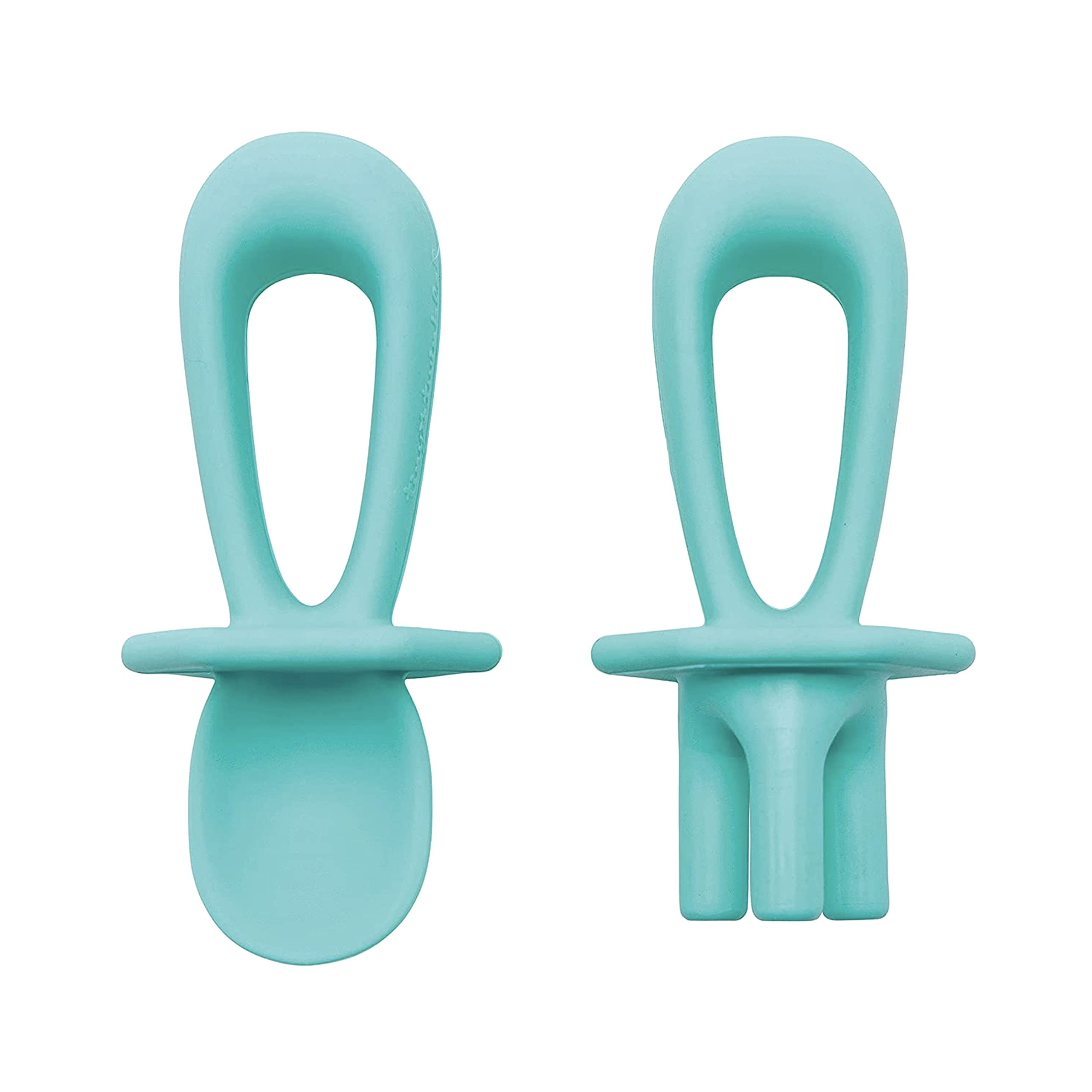 Tiny Twinkle Silicone Training Utensils - Baby Spoons and Baby Forks For Self-Feeding Training - Silicone Baby Led Weaning Utens