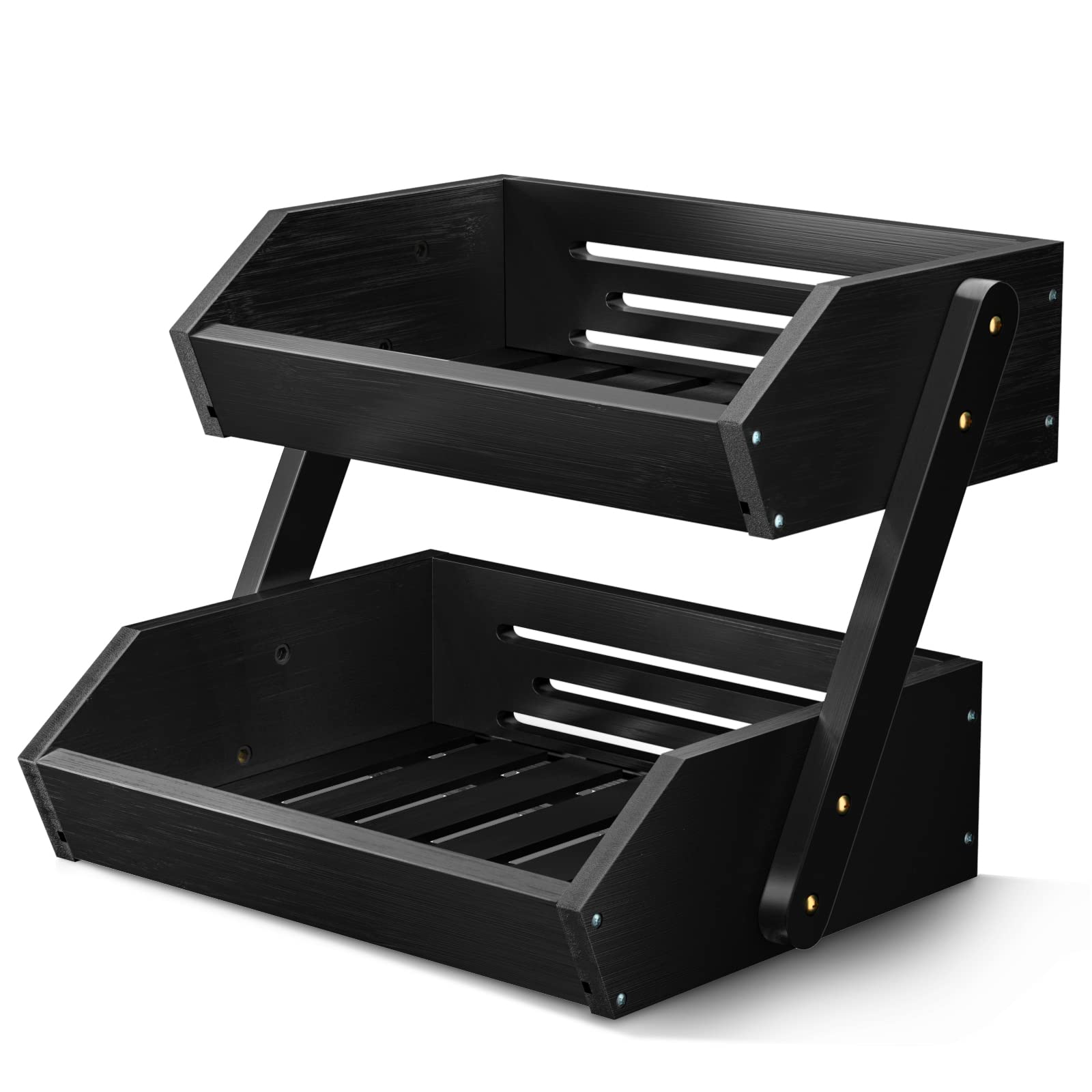 G.a HOMEFAVOR Fruit Basket for Kitchen, 2-Tier Fruit Bowl for Kitchen Counter, Vegetable Storage Stand for Fruit Shop, 15 mm Thi