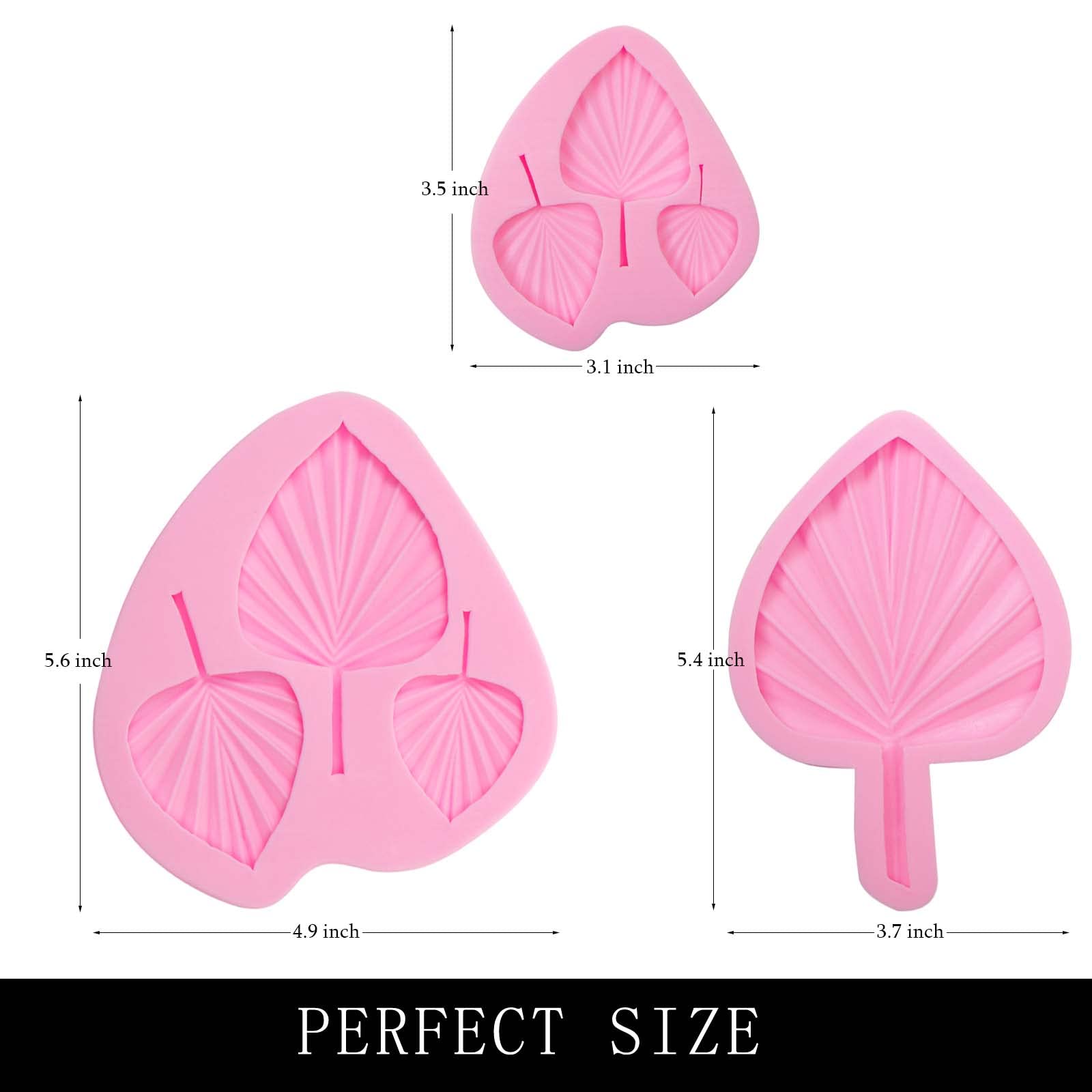 Palm Leaf Chocolate Silicone Molds, 3 Packs Boho Fan Candy Molds For Boho Theme Cake Decoration, Cakepops, Cupcake Toppers, Dese
