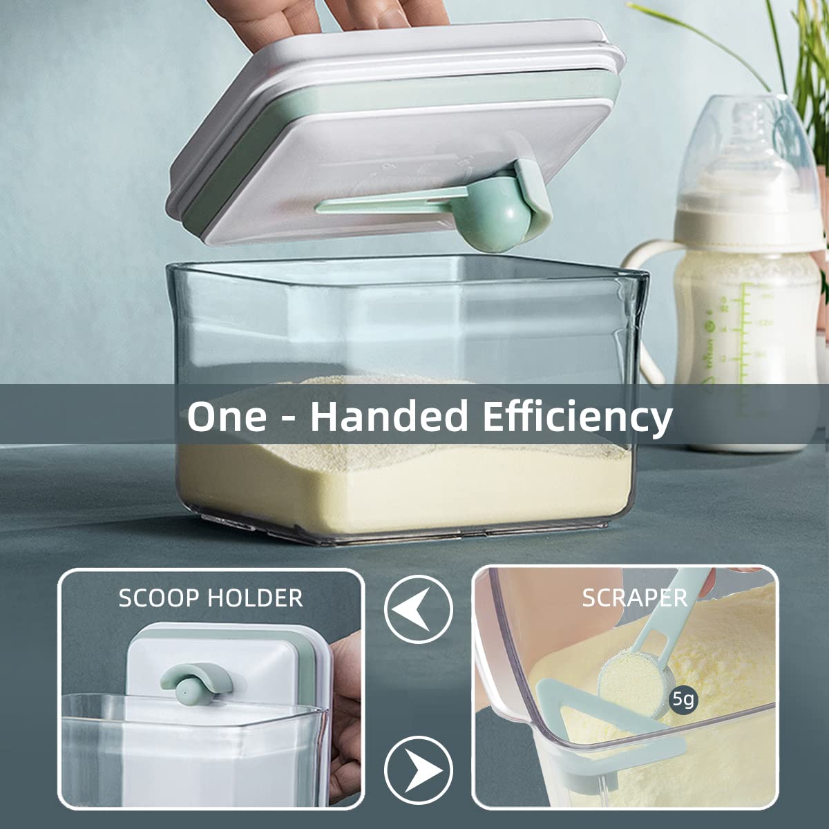Haivebo Formula Container Dispenser 1700Ml / 1.85Qt Airtight Formula Container With Scoop Scraper Bpa Free Food Storage Containe