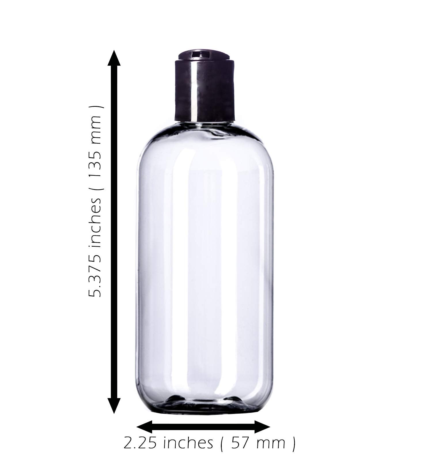Aromine 8Oz Plastic Bottles (6 Pack) Bpa-Free Squeeze Clear Toiletries And Shampoo Containers With Disc Cap, Labels Included For