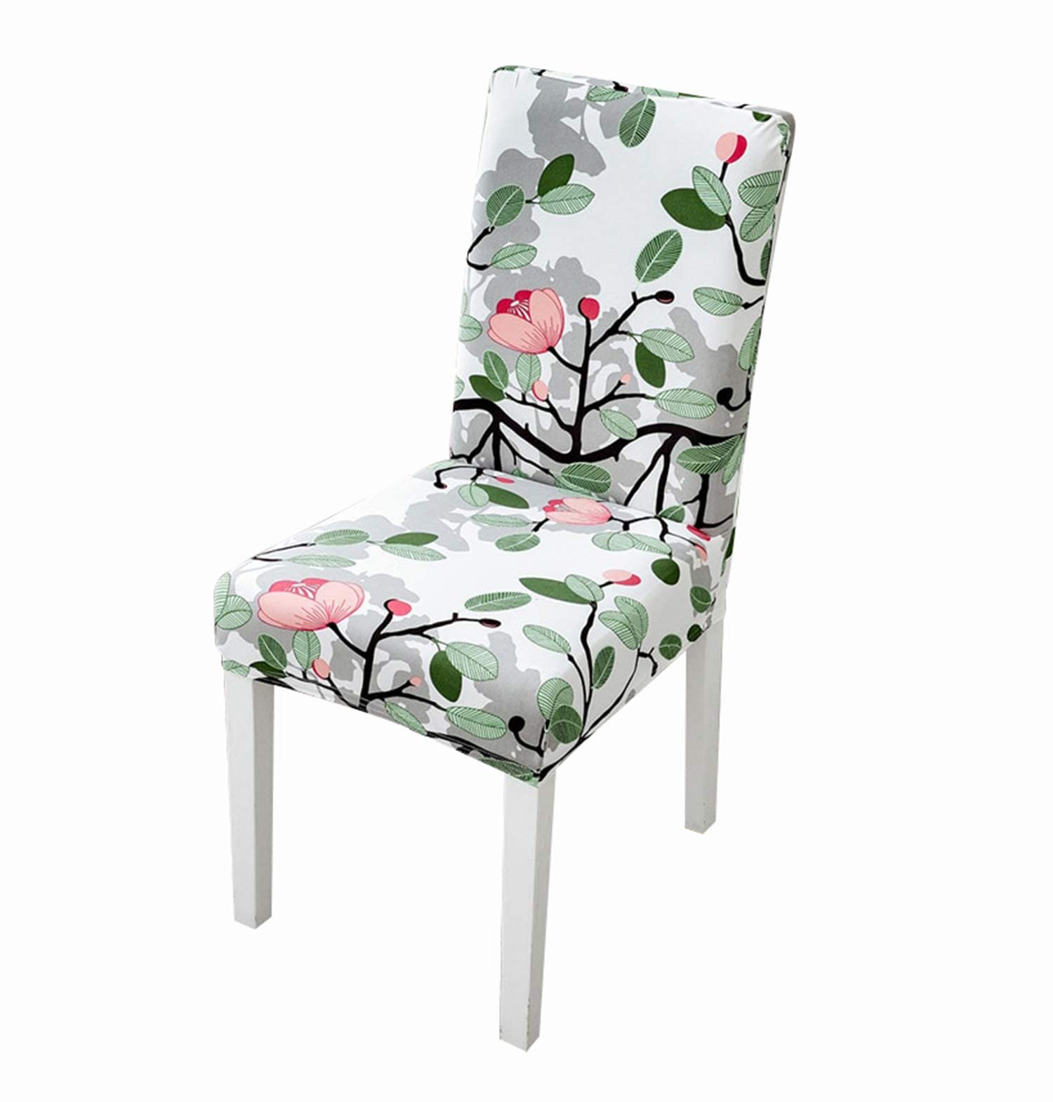 House Of Quirk Polyester & Spandex Floral Elastic Chair Cover Stretch Removable Washable Short Dining Chair Cover Protector Seat
