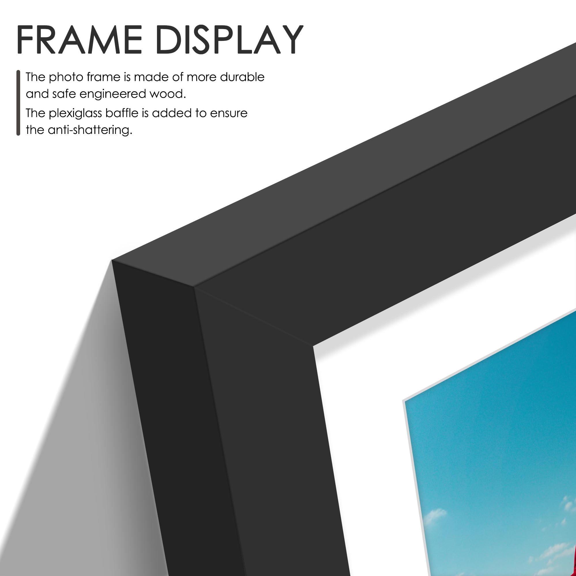 DUENPY 20x20 Collage Picture Frames Display One 8x10 Inch and Six 4x6 and Four 5x5 Photos Collage Wall Decor Wall Hanging or Tab