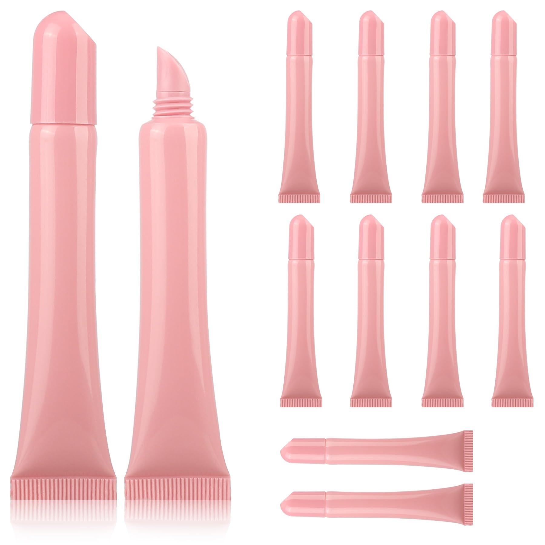 COSIDEA 10pcs Empty 10ml 0.33oz Solid pink Squeeze lip gloss tubes soft lipgloss containers for refill lip oil