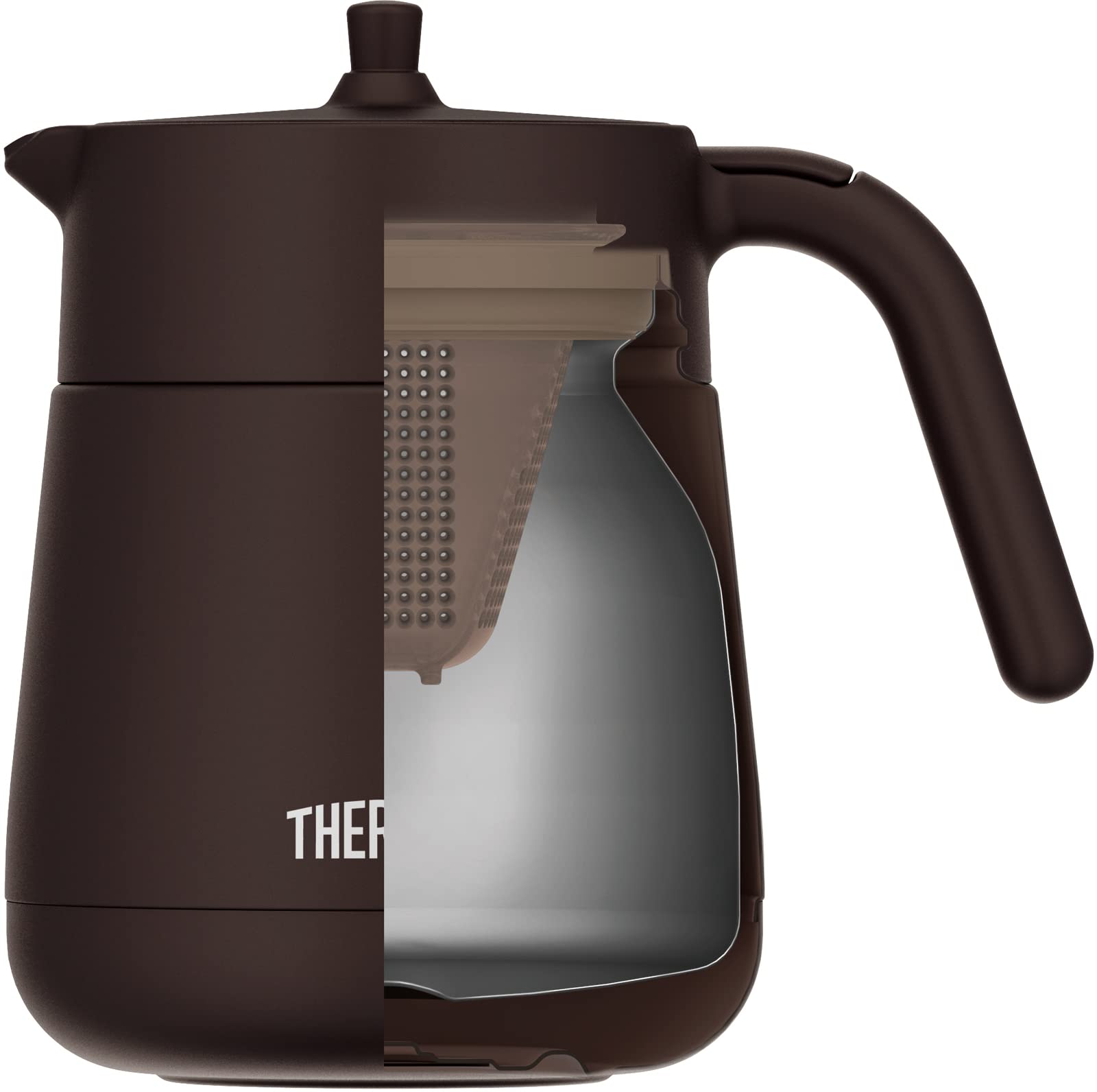 Thermos Tte-700 Bw Vacuum Insulated Teapot With Strainer 23.7 Fl Oz (700 Ml), Brown