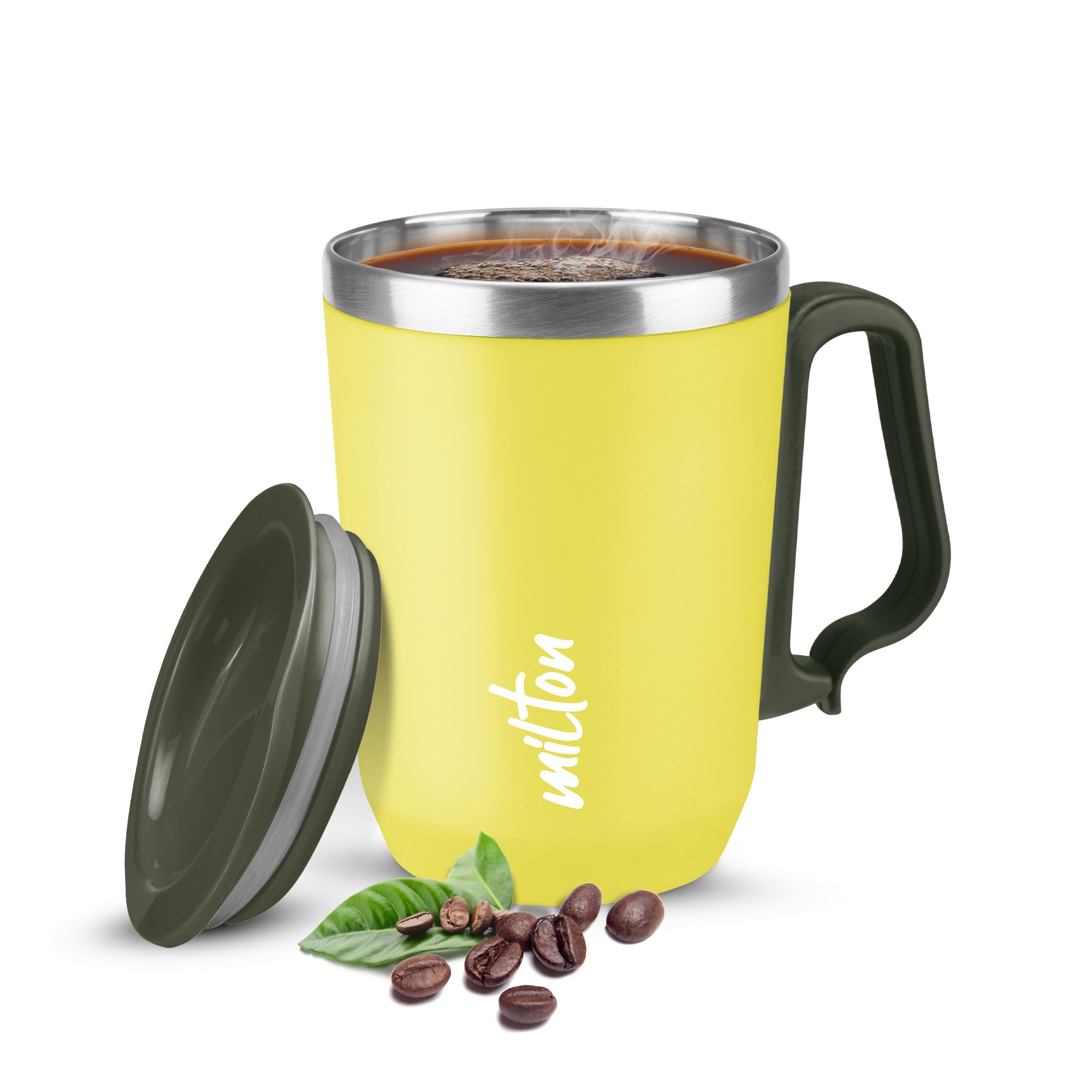Milton Cool Touch Coastal Coffee Mug 350 Double Walled 300 Ml Inner Stainless Steel Tea Mug And Lid, Coffee Mug Travel Tea Cup, 