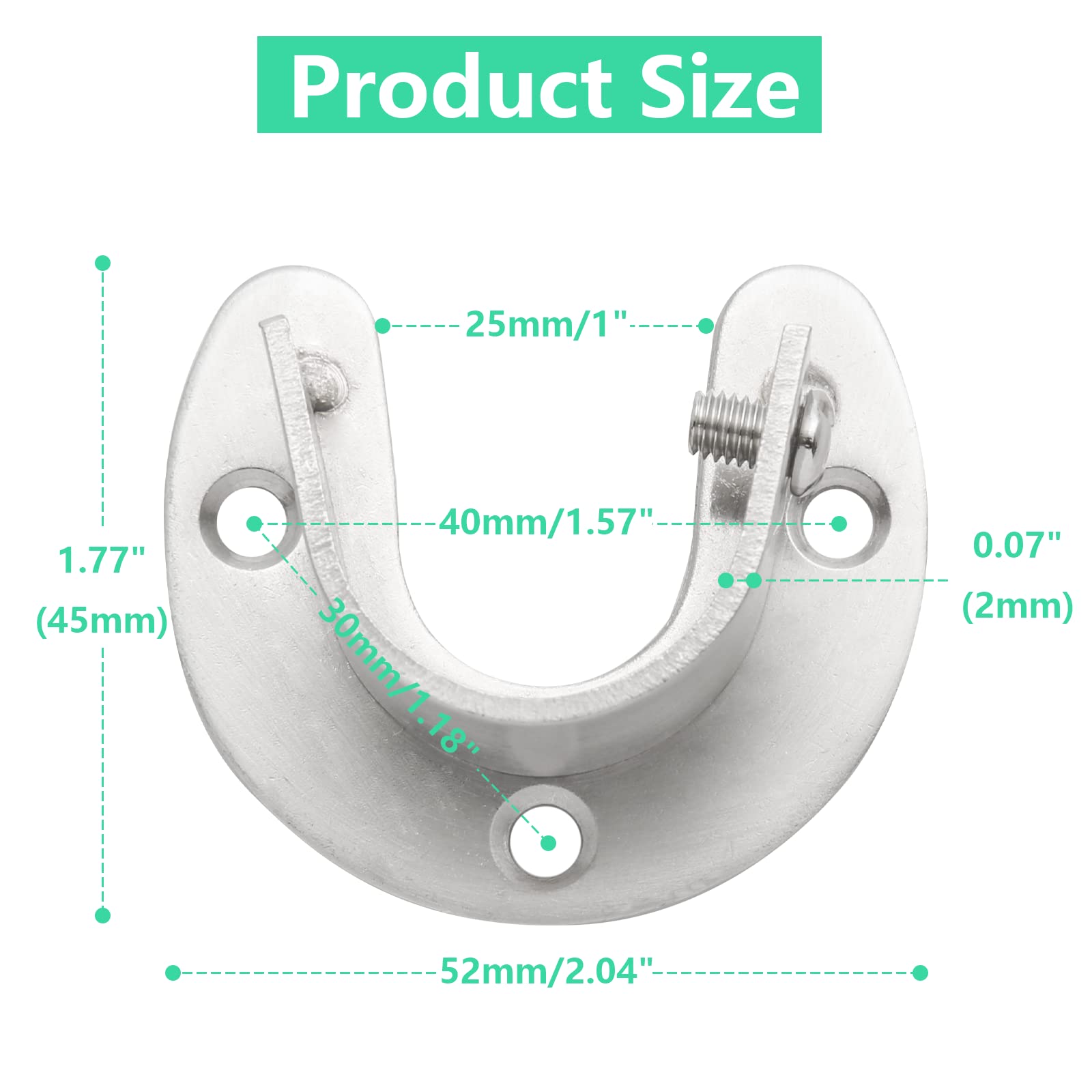 Suiwotin 8 Packs Stainless Steel Closet Rod End Supports 1 Inch Wardrobe Bracket Heavy Duty Closet Pole Sockets Flange Rod Holder  U-Shaped with Screws  Silver
