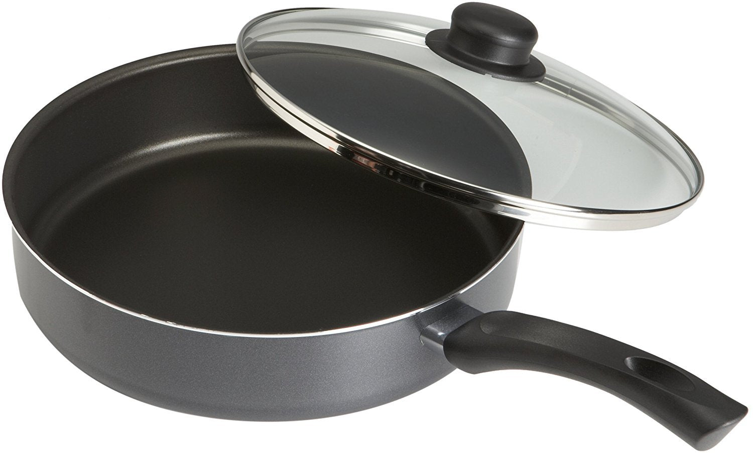 Goodcook Everyday Deep Saut Pan With Lid, Aluminum Nonstick Construction, 11-Inch, Black