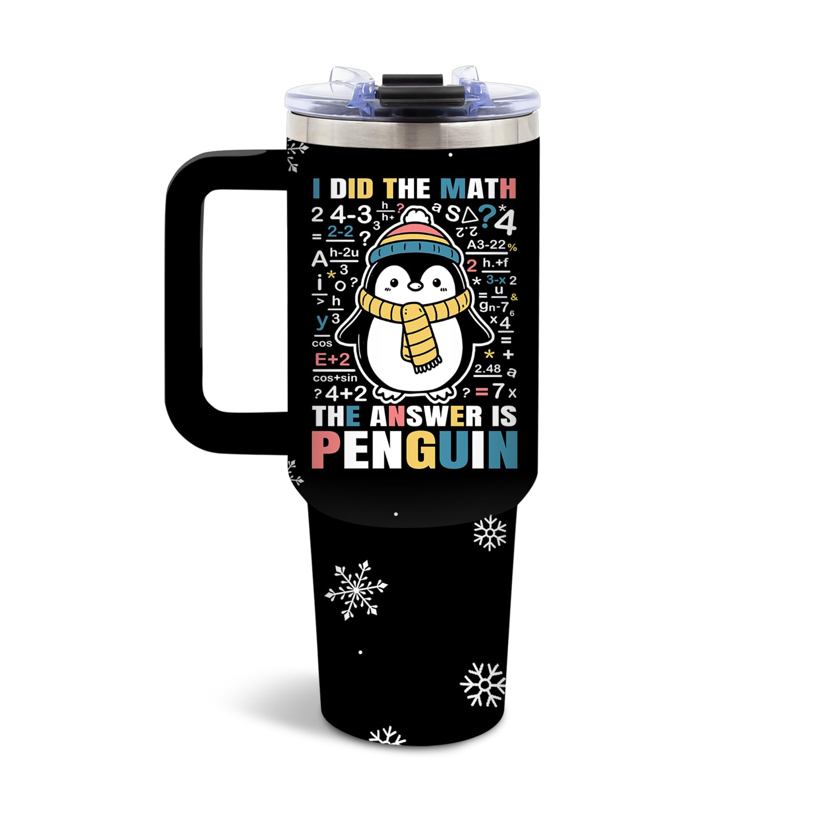 DUUV Math Penguin Tumbler 40oz, Insulated Penguin Gifts for Maths Lover