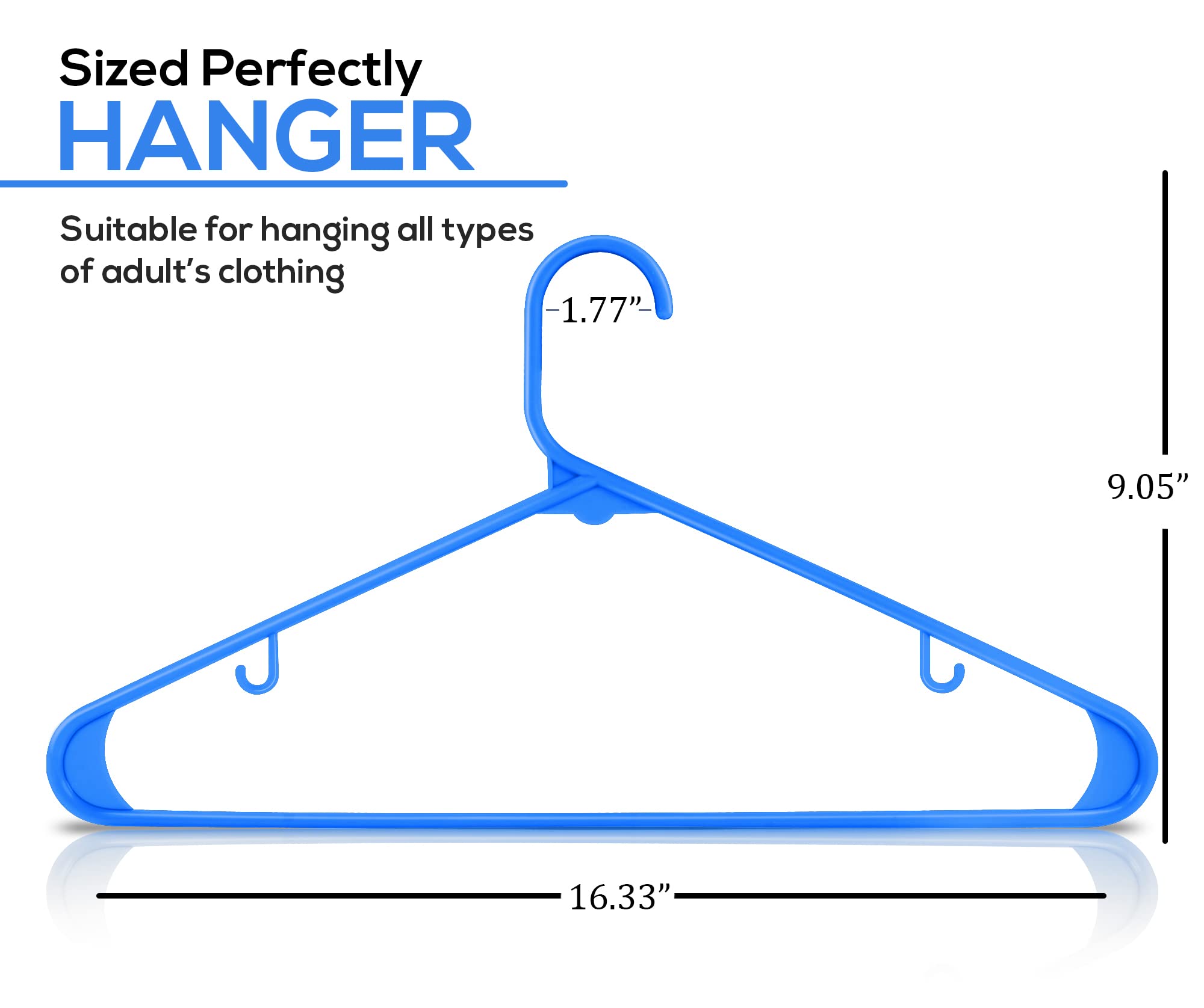 Utopia Home Plastic Hangers 50 Pack - Clothes Hanger with Hooks - Durable & Space Saving Coat Hanger - Heavy Duty Blue Hangers for Coats  Skirts  Pants  Dress  Etc.
