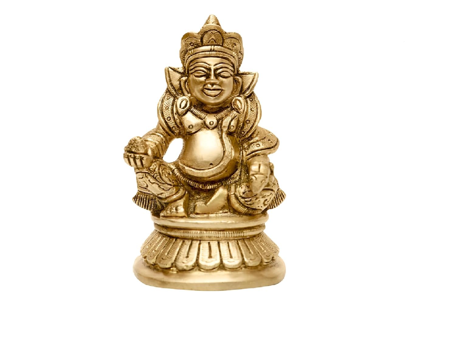 Brongs Brass Kuber Statue | Height - 12 Cm Aprrox. | Weight - 560 Gram Approx. | Vastu Idol For Home And Office | Zonal Placemen
