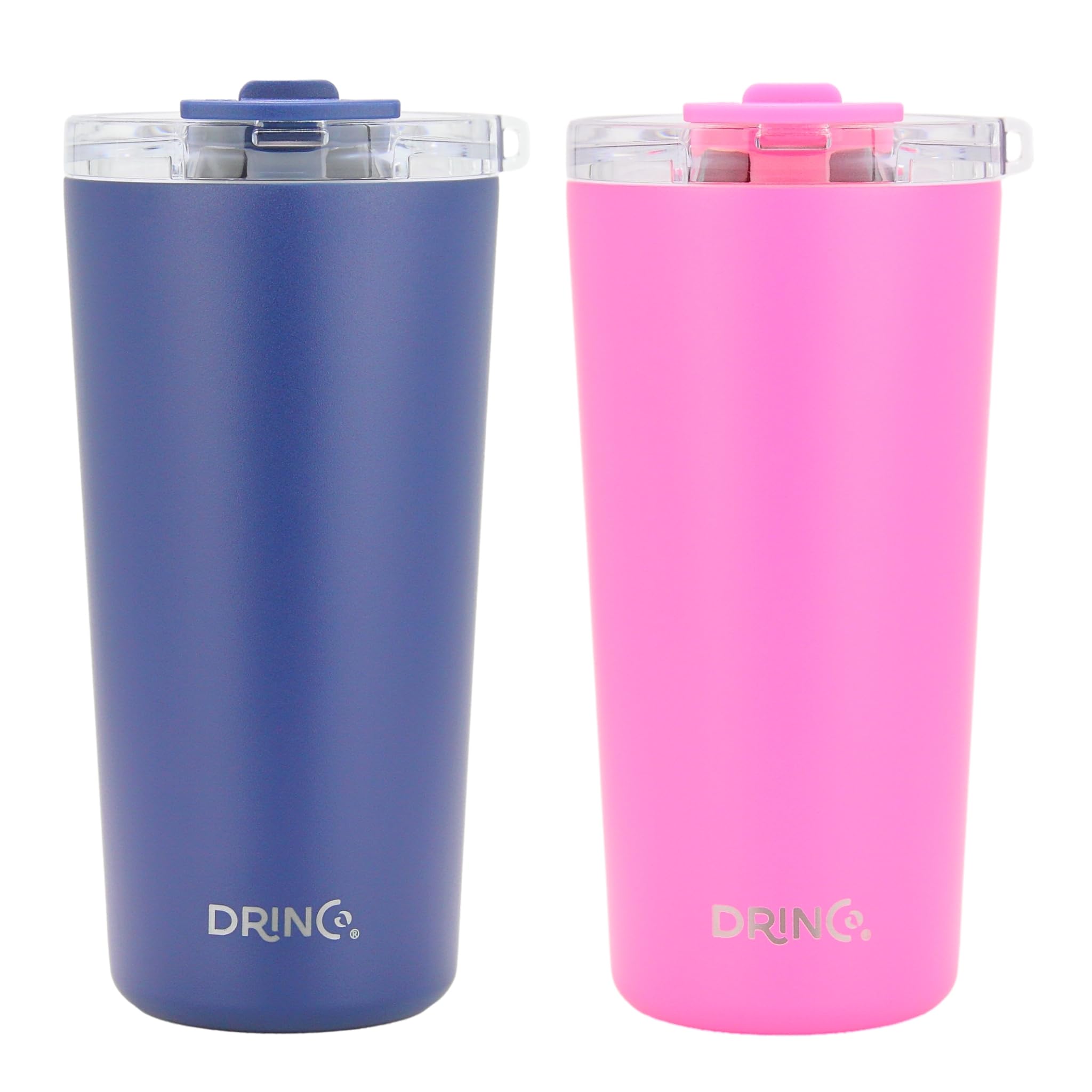 Drinco - 20 Oz Stainless Steel Tumbler  Double Walled Vacuum Insulated Mug With Lid, 2 Straws, For Hot & Cold Drinks (2Pk, 2Pk 2