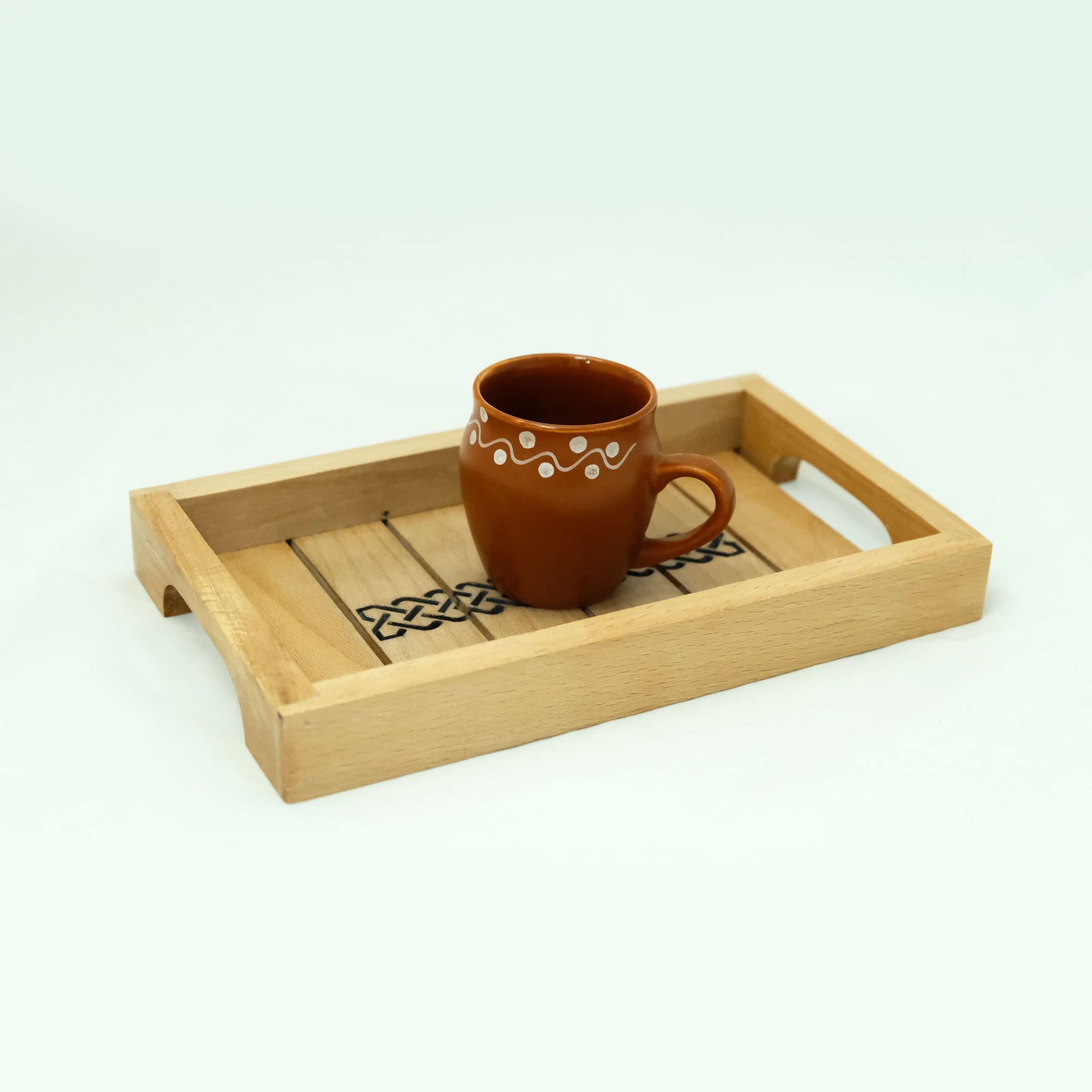 Hashcart Steam Beech Wood Tray With Handles For Table (106 Inch)  Handmade Serving Tray For Home & Kitchen Decor Etc.