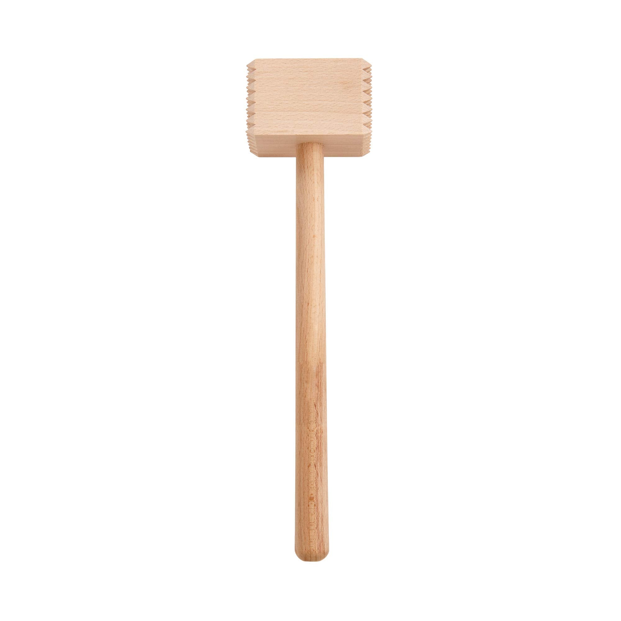Hic Kitchen Wooden Meat Tenderizer Mallet Marinating Prep Tool, Double Sided, Fsc-Certified Beechwood, 12.5-Inches