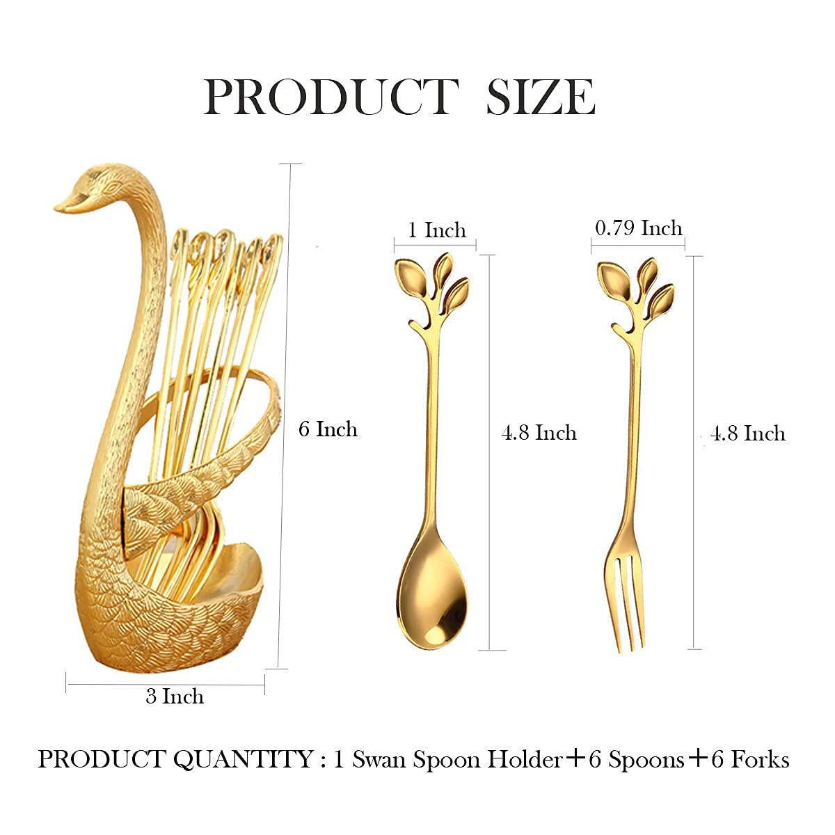 13 Piece Gold Mini Spoons And Forks With Swan Spoon Holder Small Spoons For Dessert Appetizer Spoons Stainless Steel Gold Servin