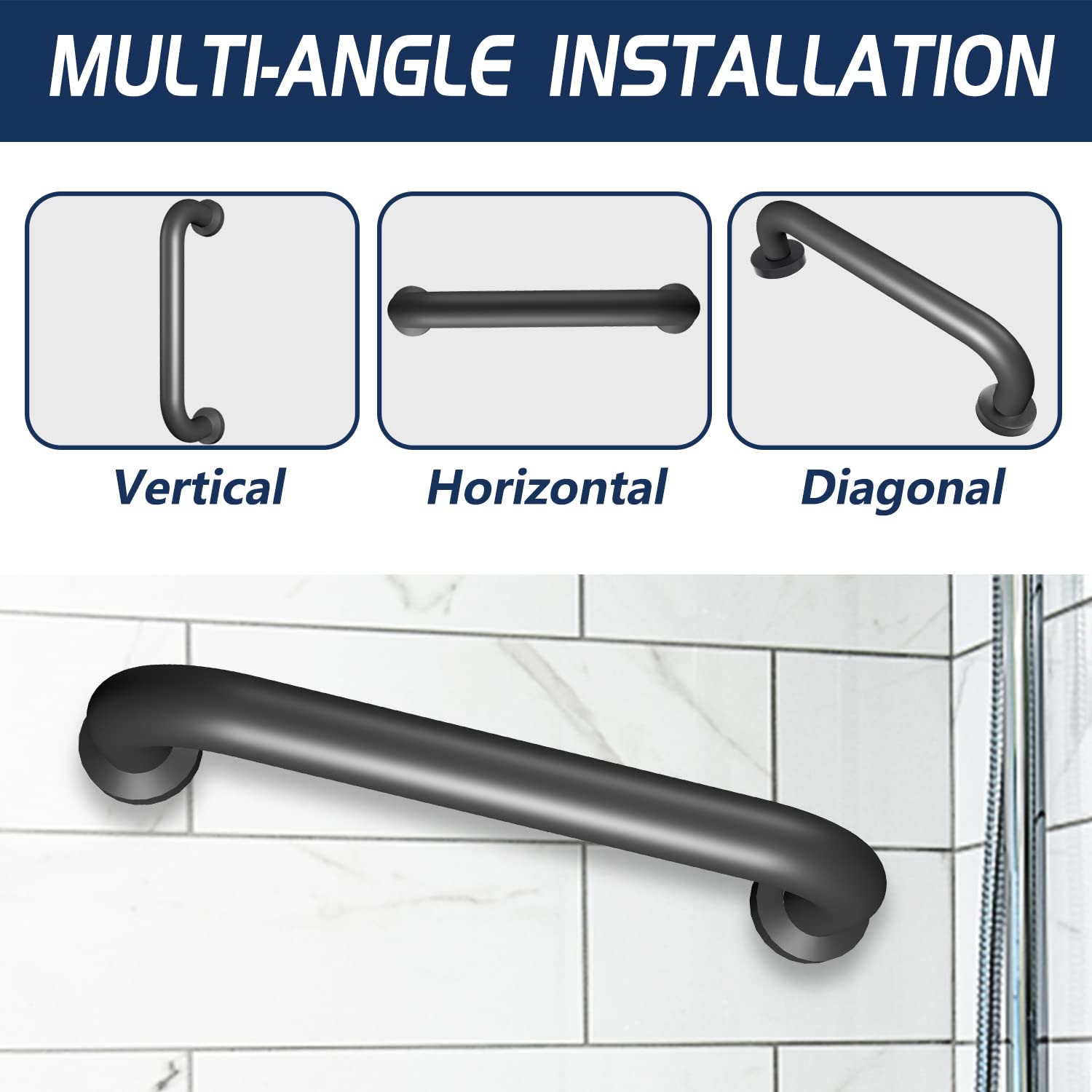 Safety Handle Bar Iron Outdoor Deck Rail Safety Handle Bar Banister Rail Bath Handle Shower Handle Indoor & Outdoor Deck Hand Ra
