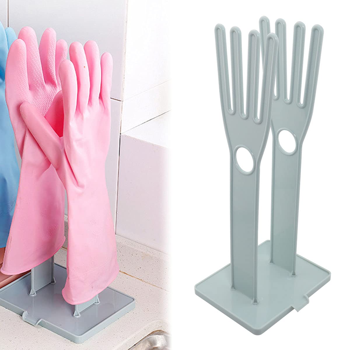 Zrm&E Gloves Stand Kitchen Multifunctional Rubber Gloves Drain Rack Towel Storage Holder Drying Stand Creative Kitchen Tool