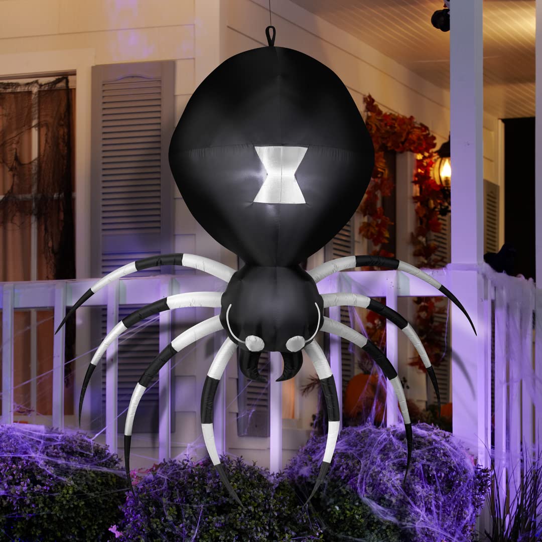 7  Gemmy Airblown Inflatable Hanging Black & White Spider Yard Decoration 226740
