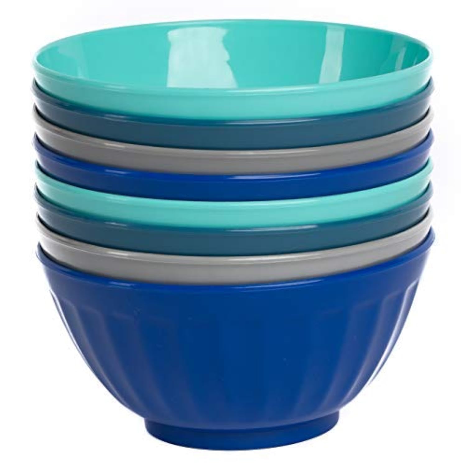 Klickpick Home 6 Inch Plastic Bowls Set Of 8 - 28 Oz Large Plastic Cereal & Soup Bowls - Microwave & Dishwasher Safe - Bpa Free