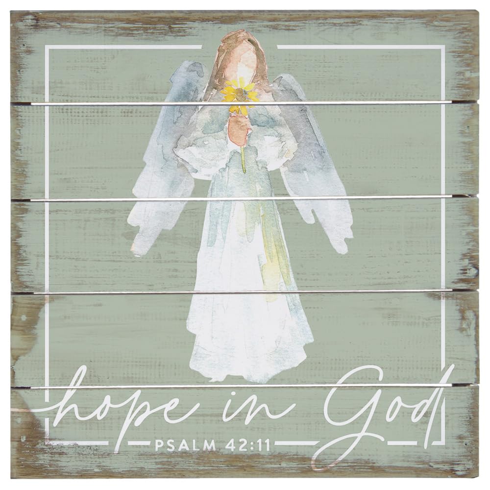 Simply Said, INC Perfect Pallet Petites Celebration of Life Sign - Hope In God Angel - 8 x 8 inch Wood Sign - Made in USA - PET2