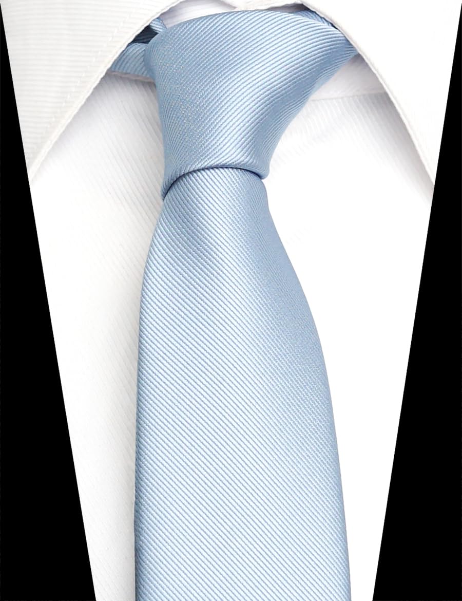 Zenxus Solid Skinny Ties For Men, 25 Inch Slim Dusty Blue Necktie