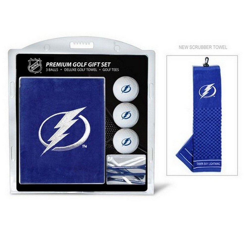 Team Golf Nhl Tampa Bay Lightning Gift Set: Embroidered Golf Towel, 3 Golf Balls, And 14 Golf Tees 2-3/4'' Regulation, Tri-Fold