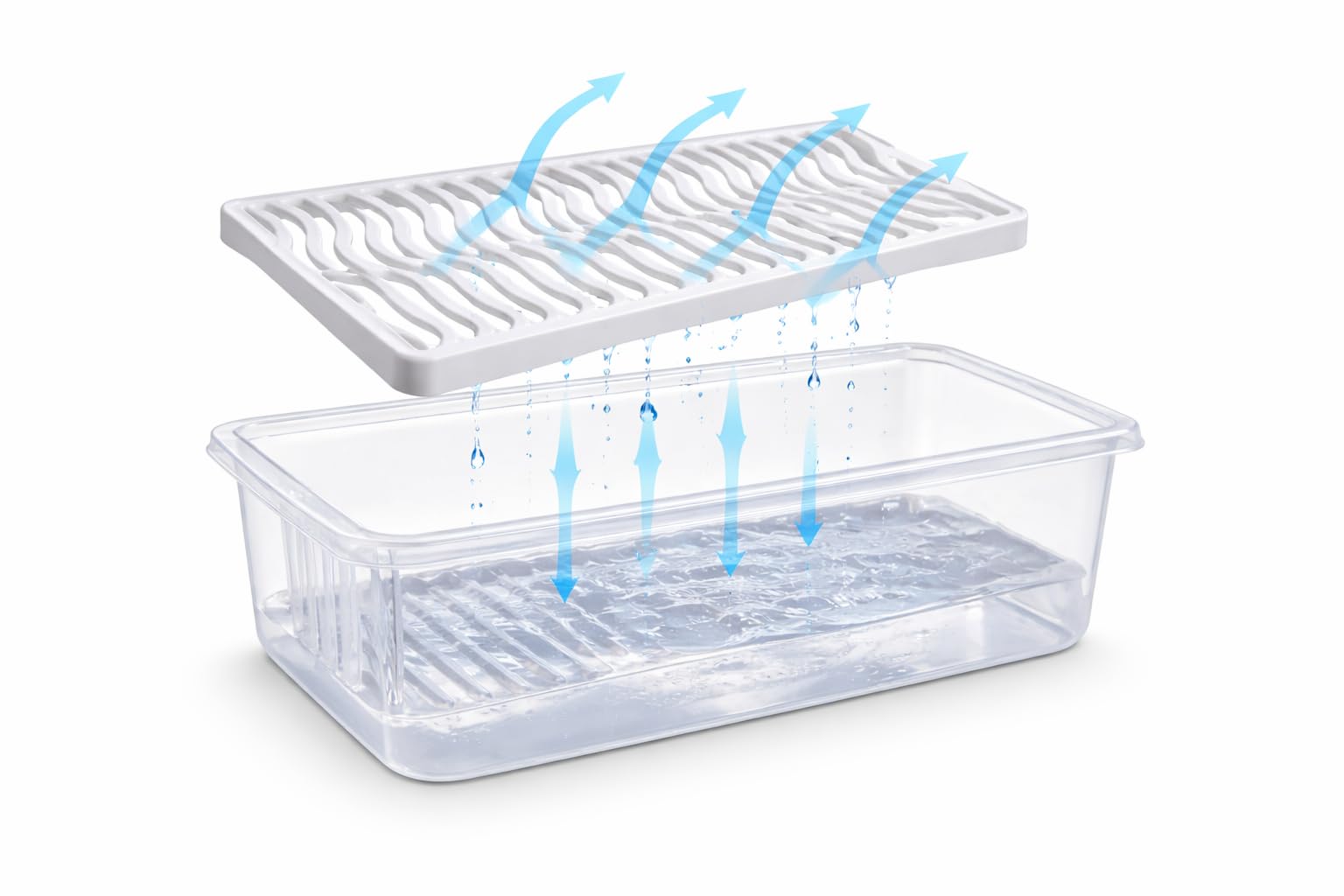 Visudh Stackable Fridge Organiser Storage Containers With Airtight Lids, Plastic Bins With Removable Drainage Tray And Handle, F