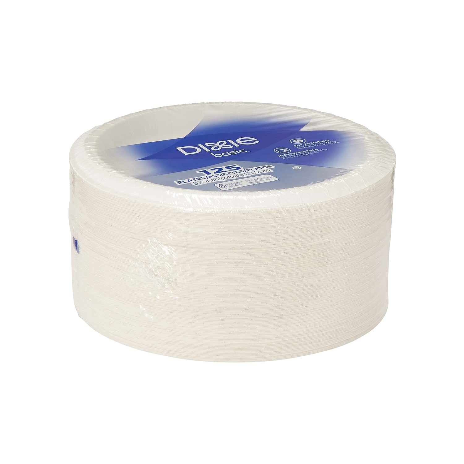Dixie Dbp09W Paper Plates, 8-1/2-Inch, 125/Pk, White