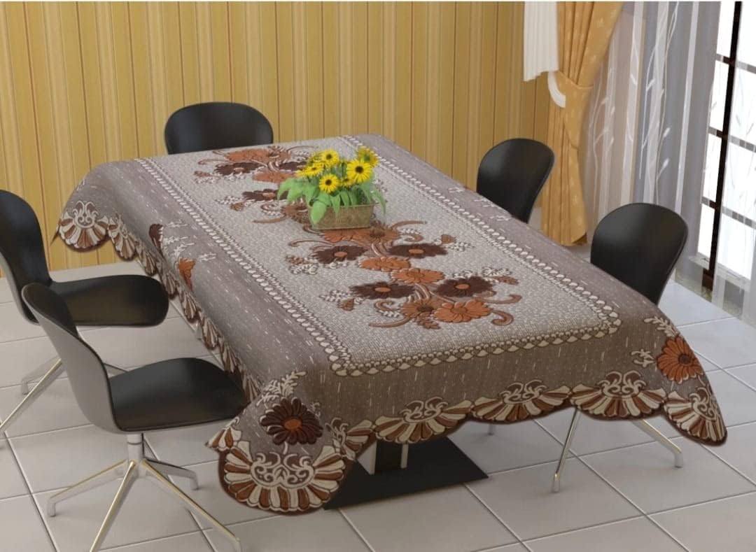 Arpan Industries Floral Dinning Table Cloth, Anti Slip, DustProof Table Covers 6 Seater (Brown.)