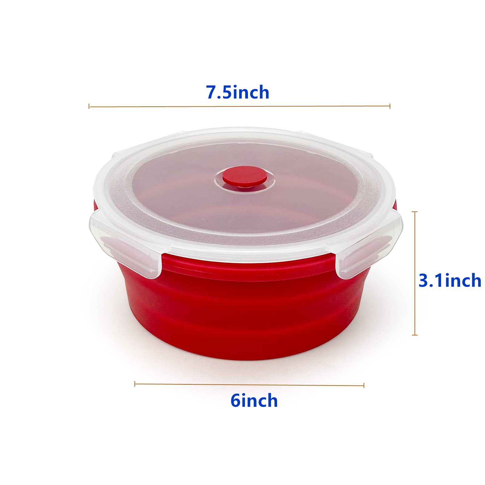 Lunbengo 1200Ml Large Camping Bowl With Foldable Spoon, Collapsible Bowl With Lid, Silicone Bento Box Container, For Travel Camp