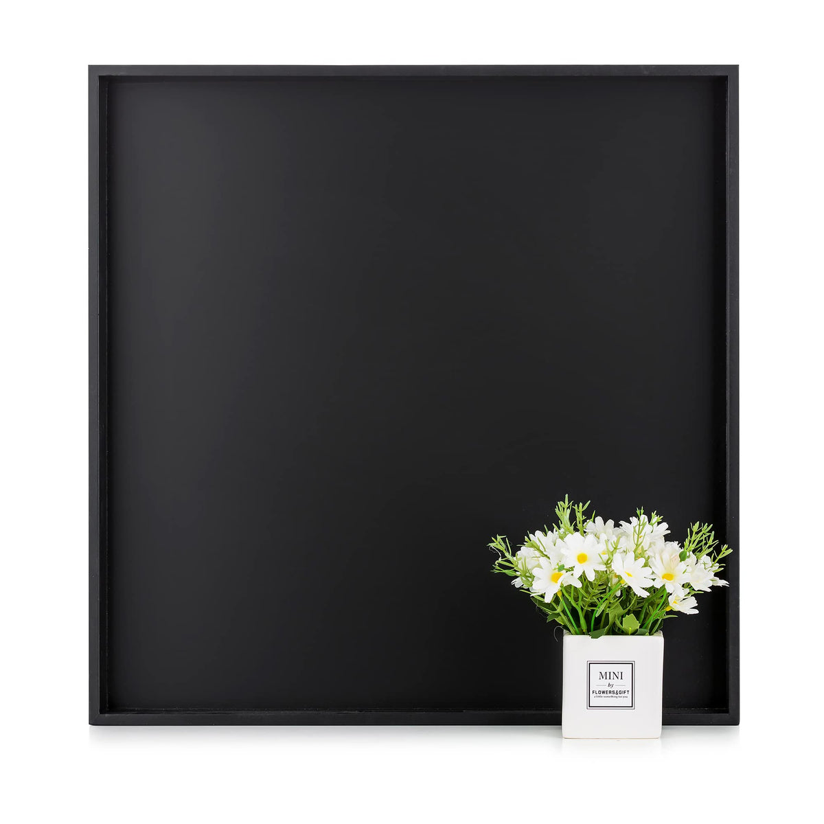 Hanobe Square Large Ottoman Tray: Modern Extra Large Black Serving Decorative Trays With Cutout Handles For Living Room Coffee T