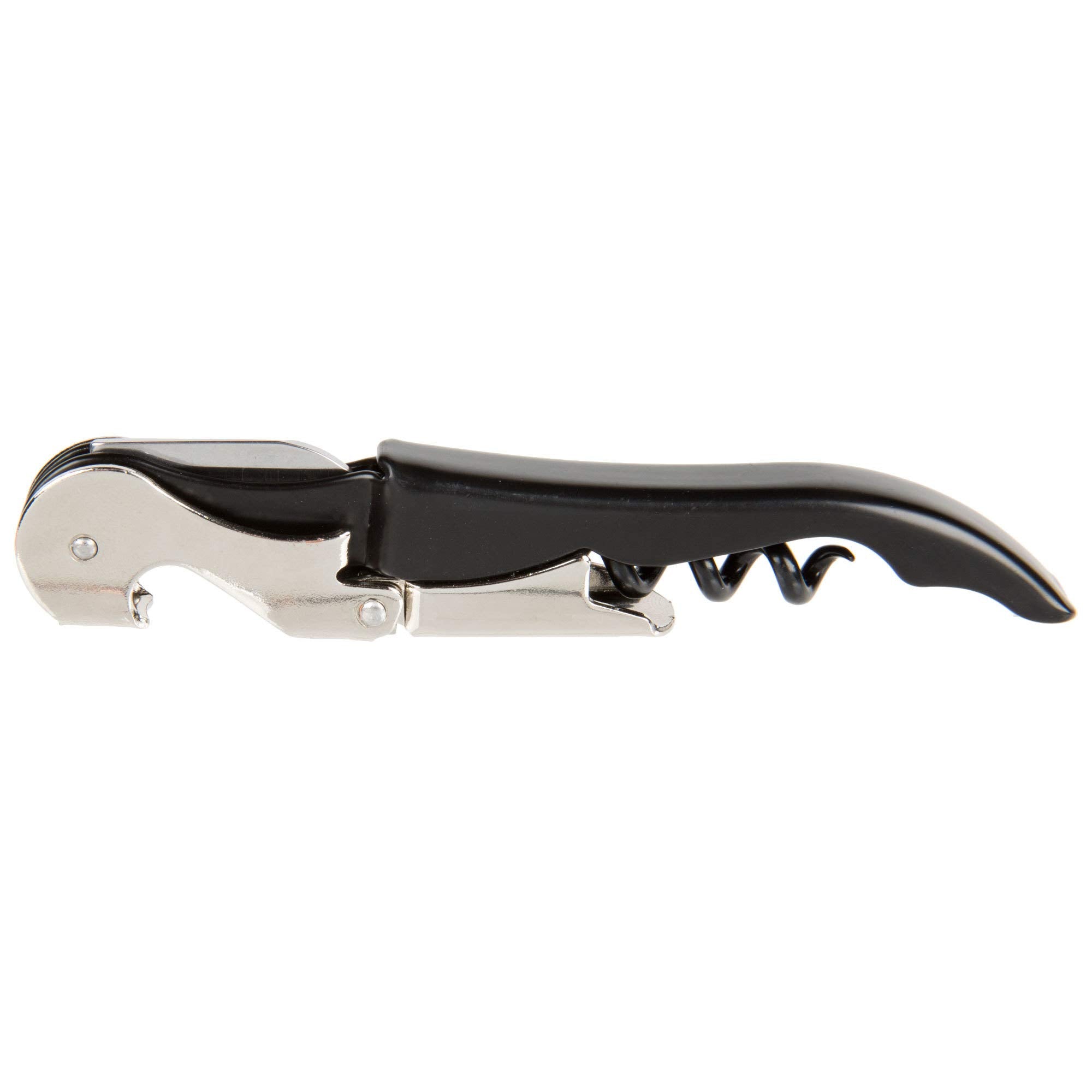 Pulltap's Double-Hinged Waiters Corkscrew  Black and Stainless Steel