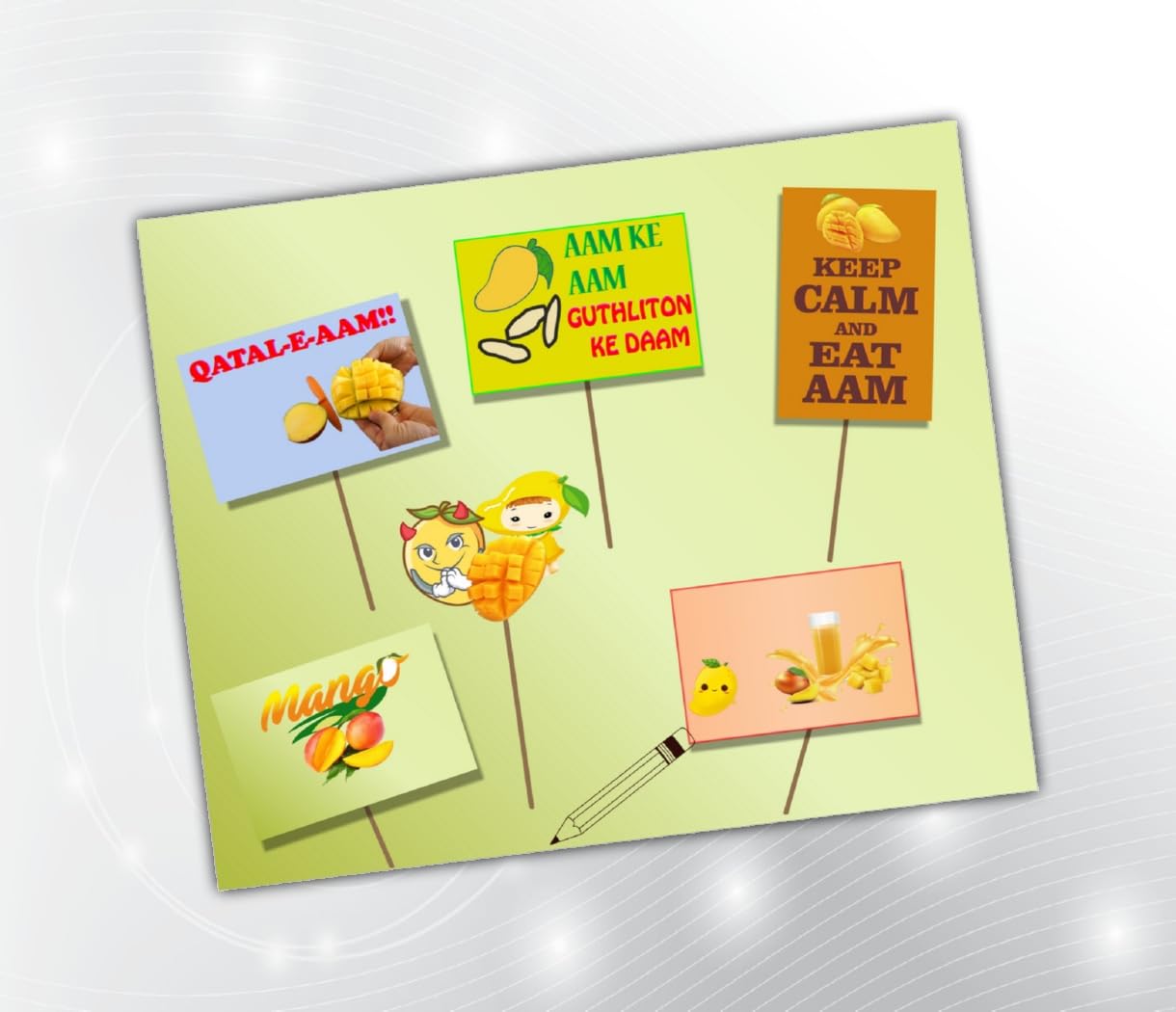 PartyStuff Mango Theme Props  Mango Party Props 2 (6 Cards)