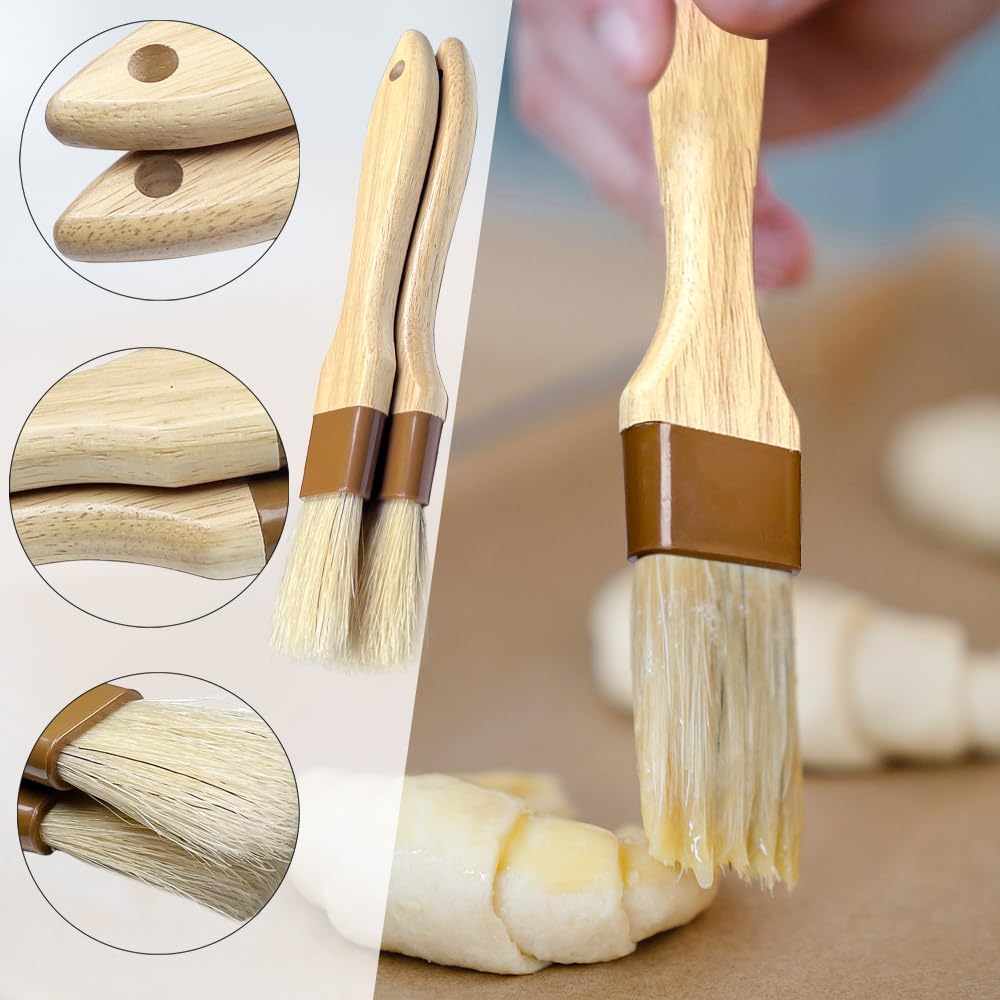 4 Pack Pastry Brush-Basting Brush Pastry Brushes For Baking, Silicone Basting Brush, Basting Oil Brush With Boar Bristles And Be