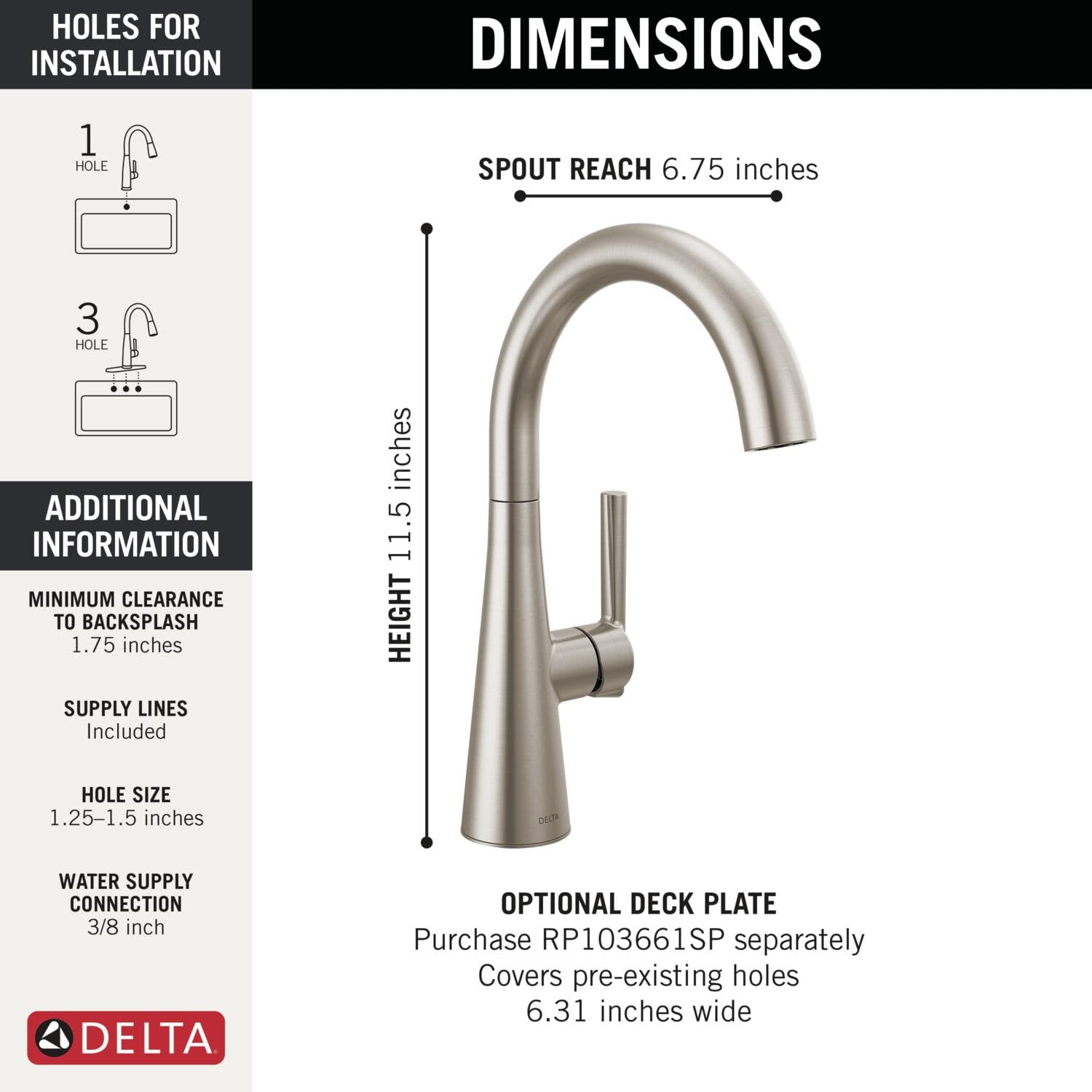 Delta Faucet Bar Faucet Brushed Nickel, Bar Sink Faucet Single Hole Brushed Nickel, Wet Bar Faucets, Prep Sink Faucet, Faucet Fo