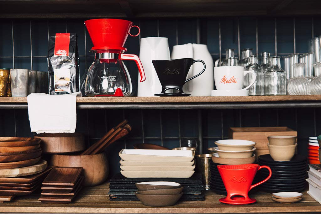 Melitta 640820 Ready Set Joe Filter Cone Pourover Cone Manual Brewer, One Cup Brewer, Red